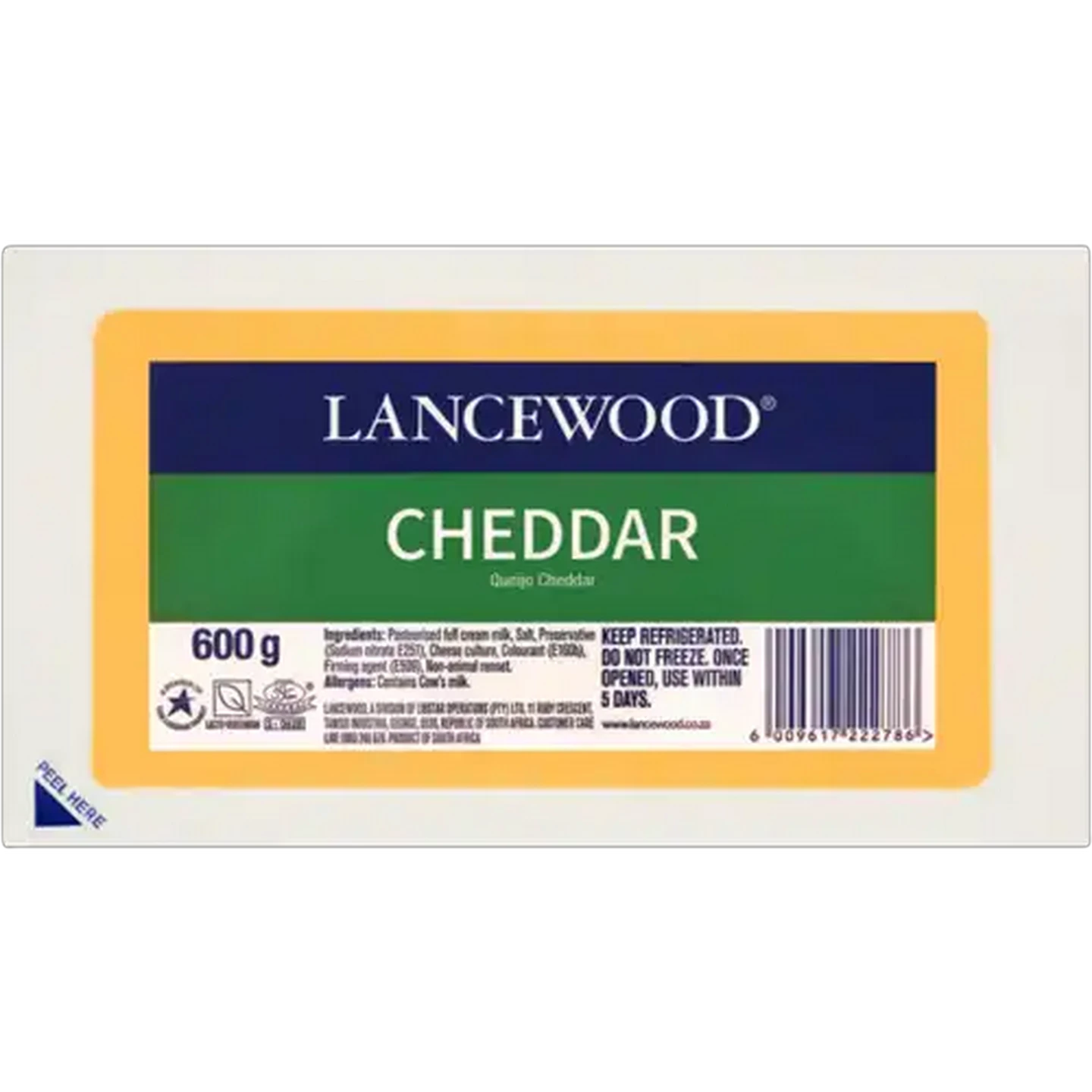 Image of LANCEWOOD Cheddar Cheese Pack 600g