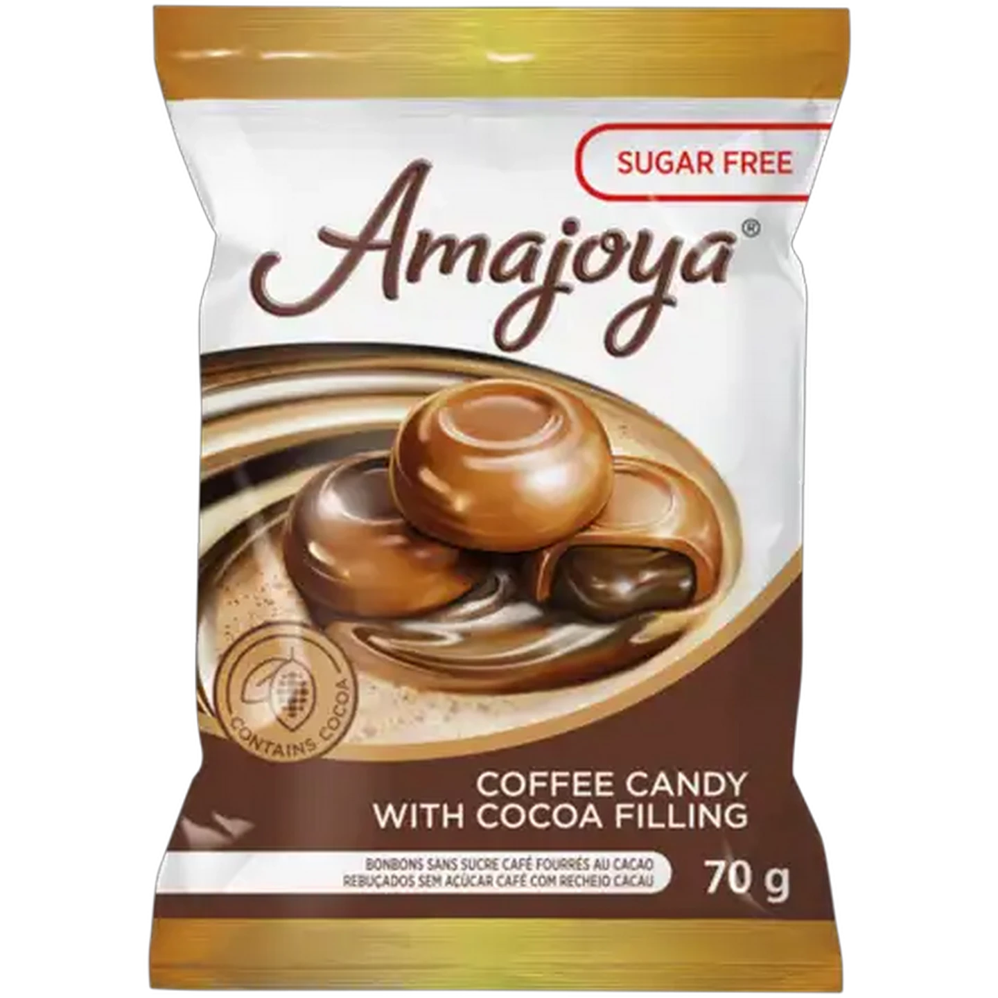 Image of Amajoya Sugar Free Coffee Candy With Cocoa Filling 70g