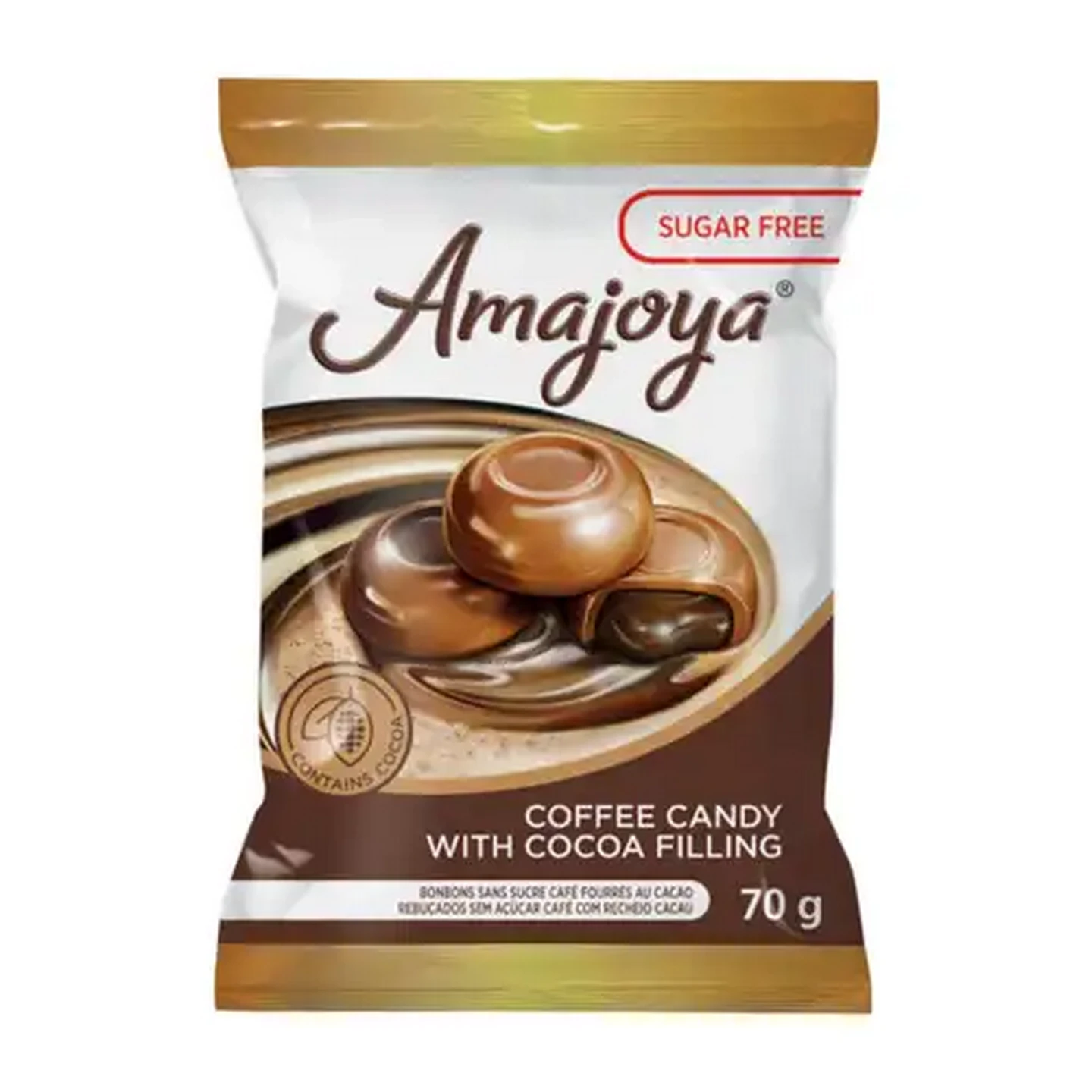Image of Amajoya Sugar Free Coffee Candy With Cocoa Filling 70g