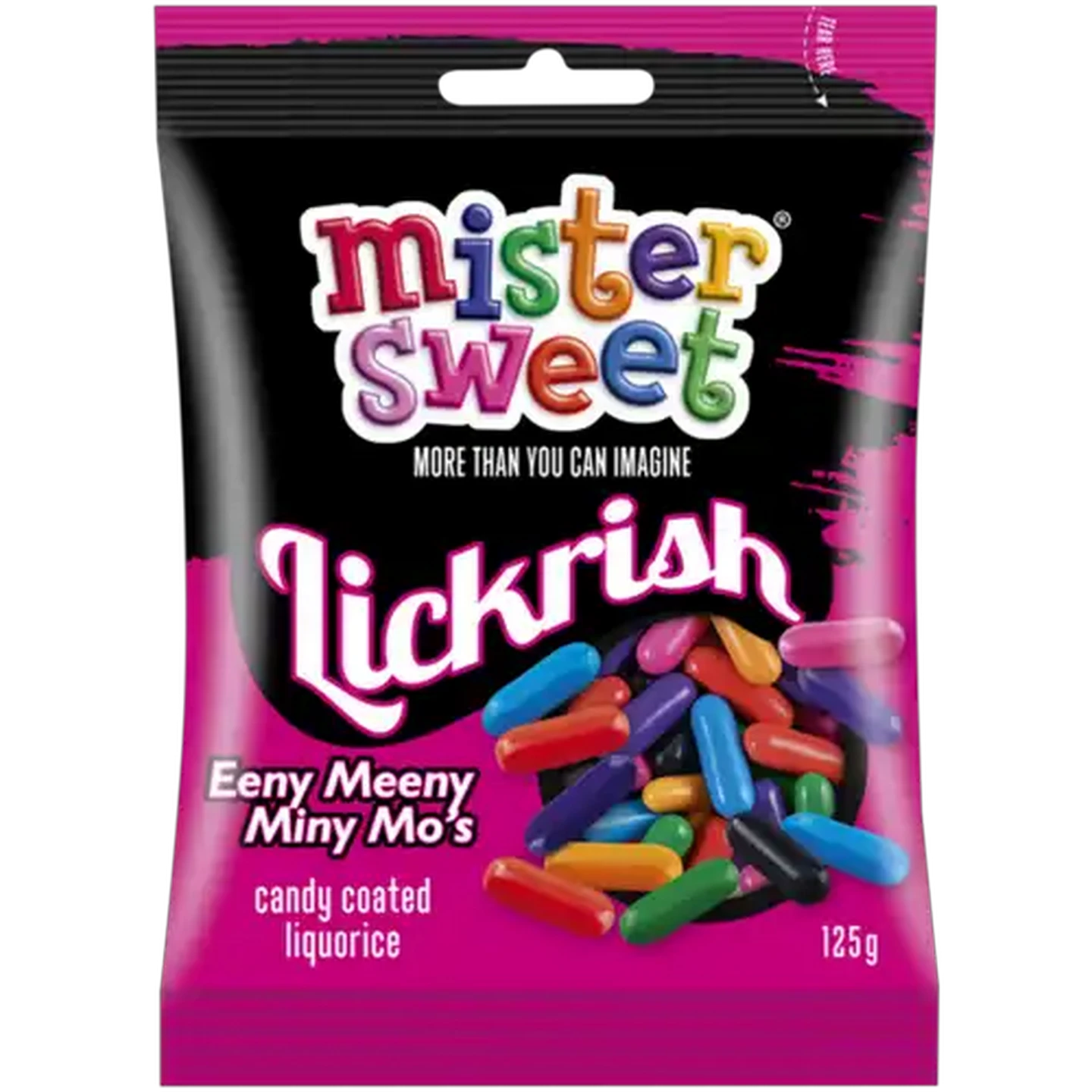 Image of Mister Sweet Lickrish Eeny Meeny Miny Mo's 125g
