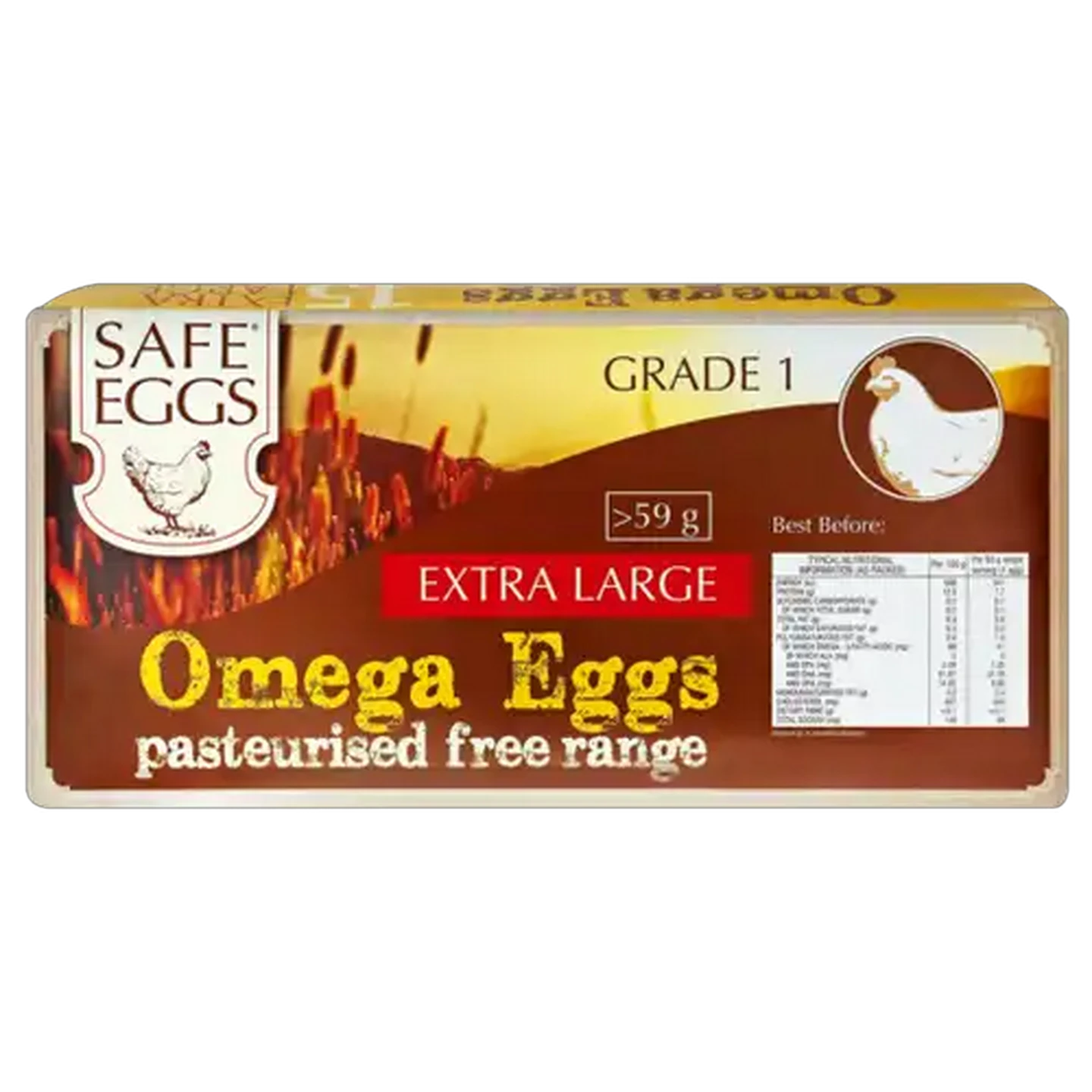 Image of Omega Safe Pasteurised Extra Large Eggs 15 Pack
