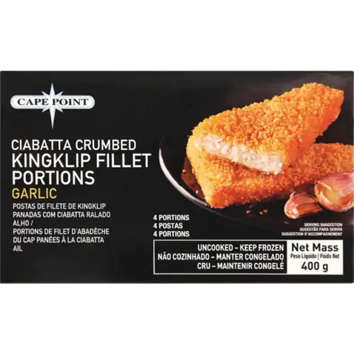 Image of Cape Point Frozen Garlic Ciabatta Crumbed Kingklip Fillets 400g