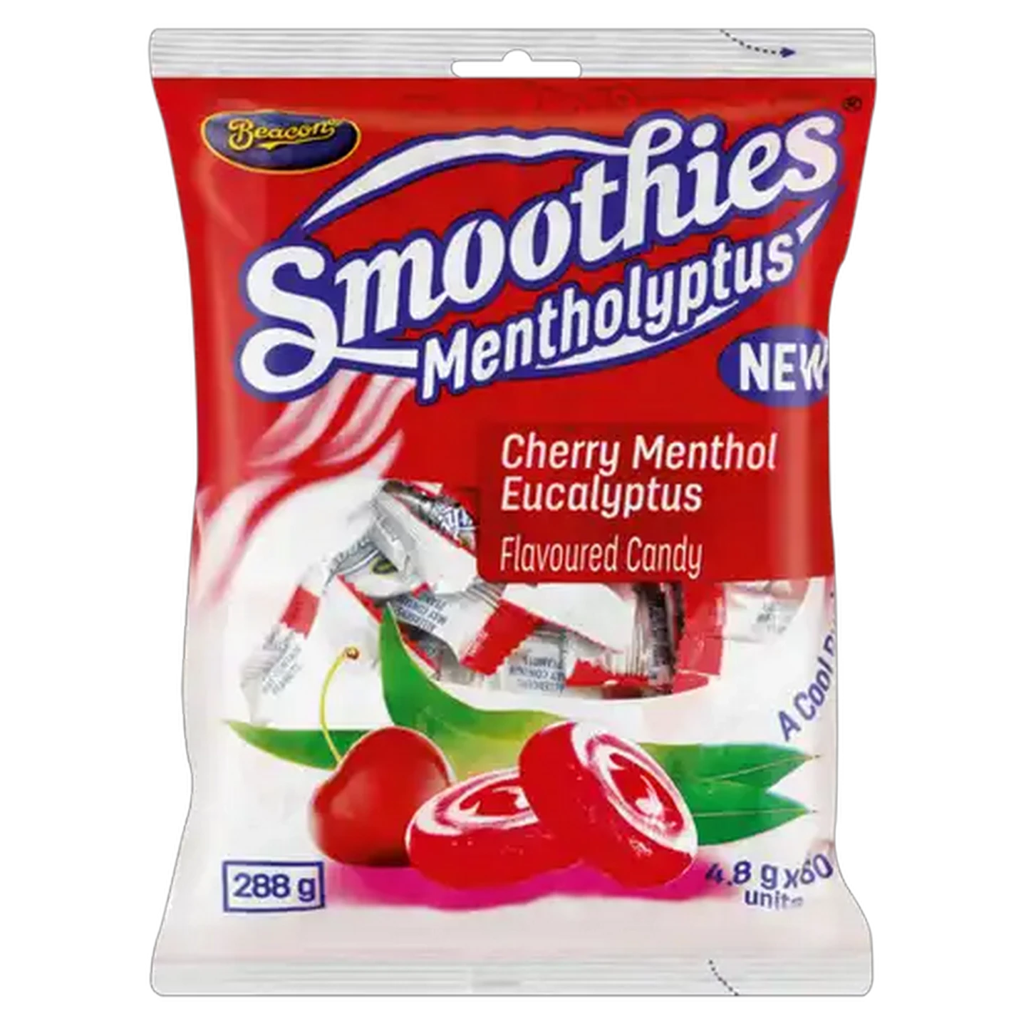 Image of Smoothies Mentholyptus Cherry Menthol Eucalyptus Flavoured Candy 60 Pack 288g