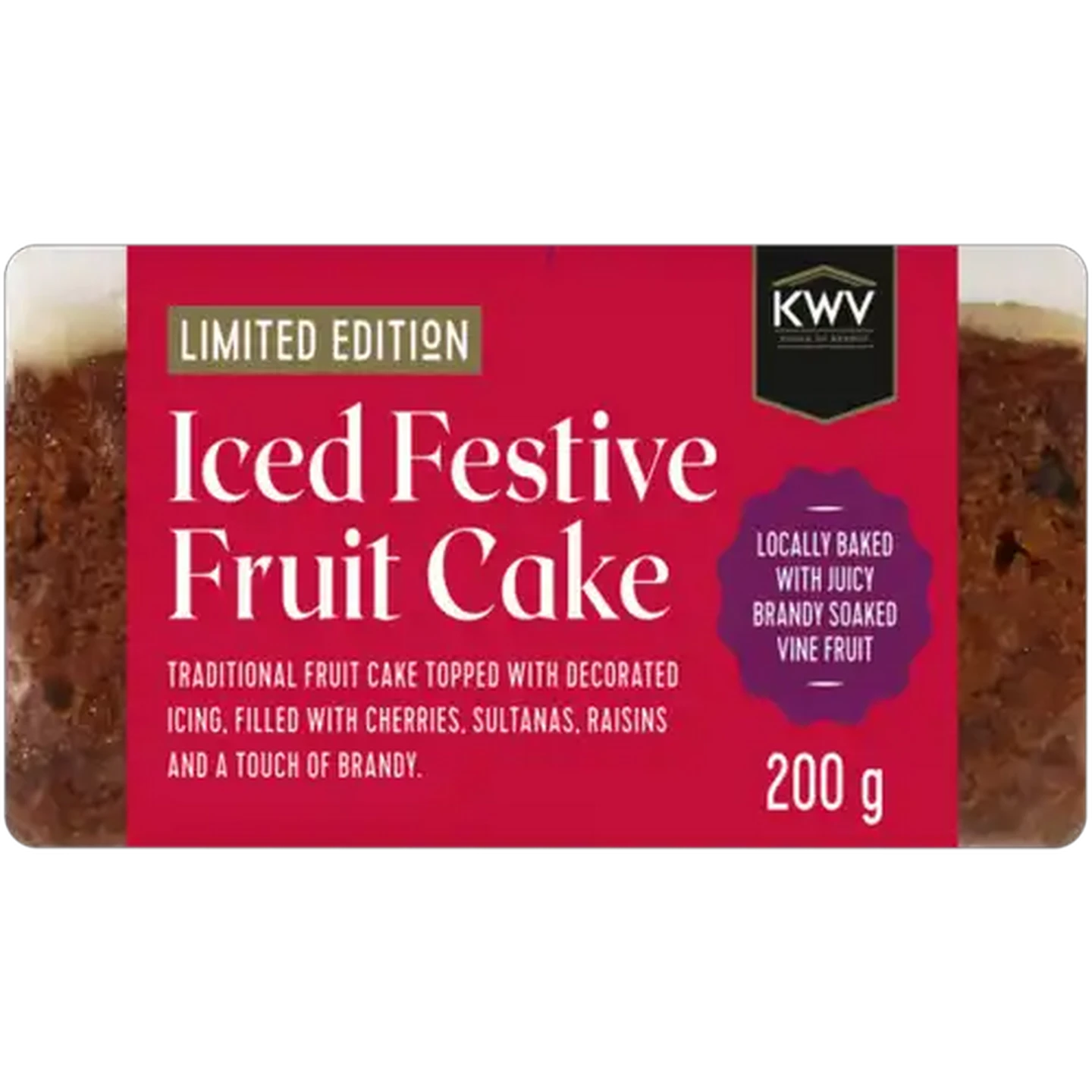 Image of Limited Edition KWV Iced Festive Fruit Cake 200g