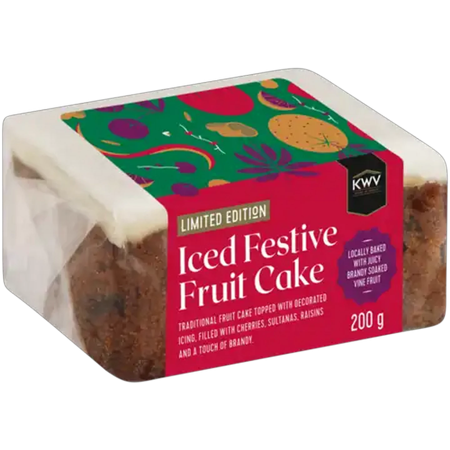 Image of Limited Edition KWV Iced Festive Fruit Cake 200g
