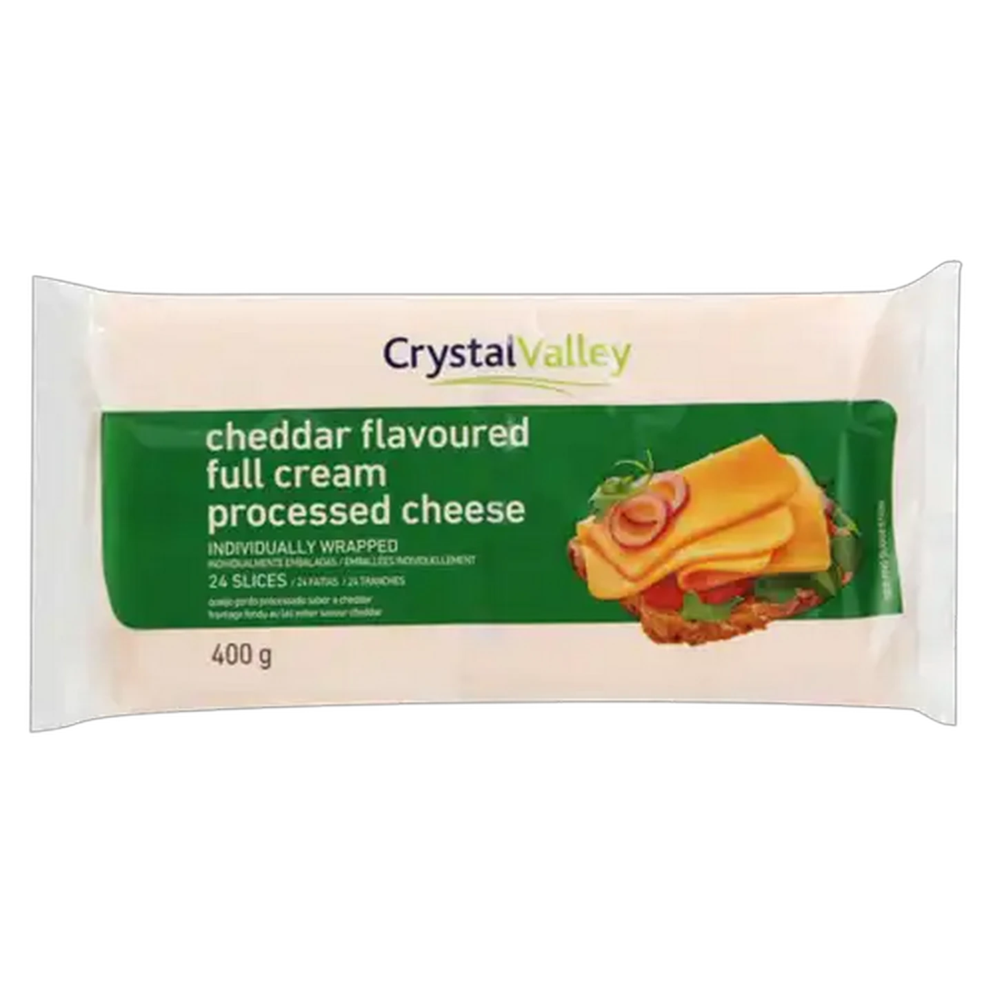 Image of Crystal Valley Cheddar Flavoured Full Cream Processed Cheese Slices Pack 400g