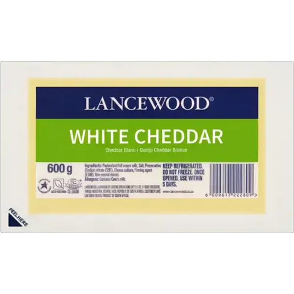 LANCEWOOD White Cheddar Cheese Pack 600g