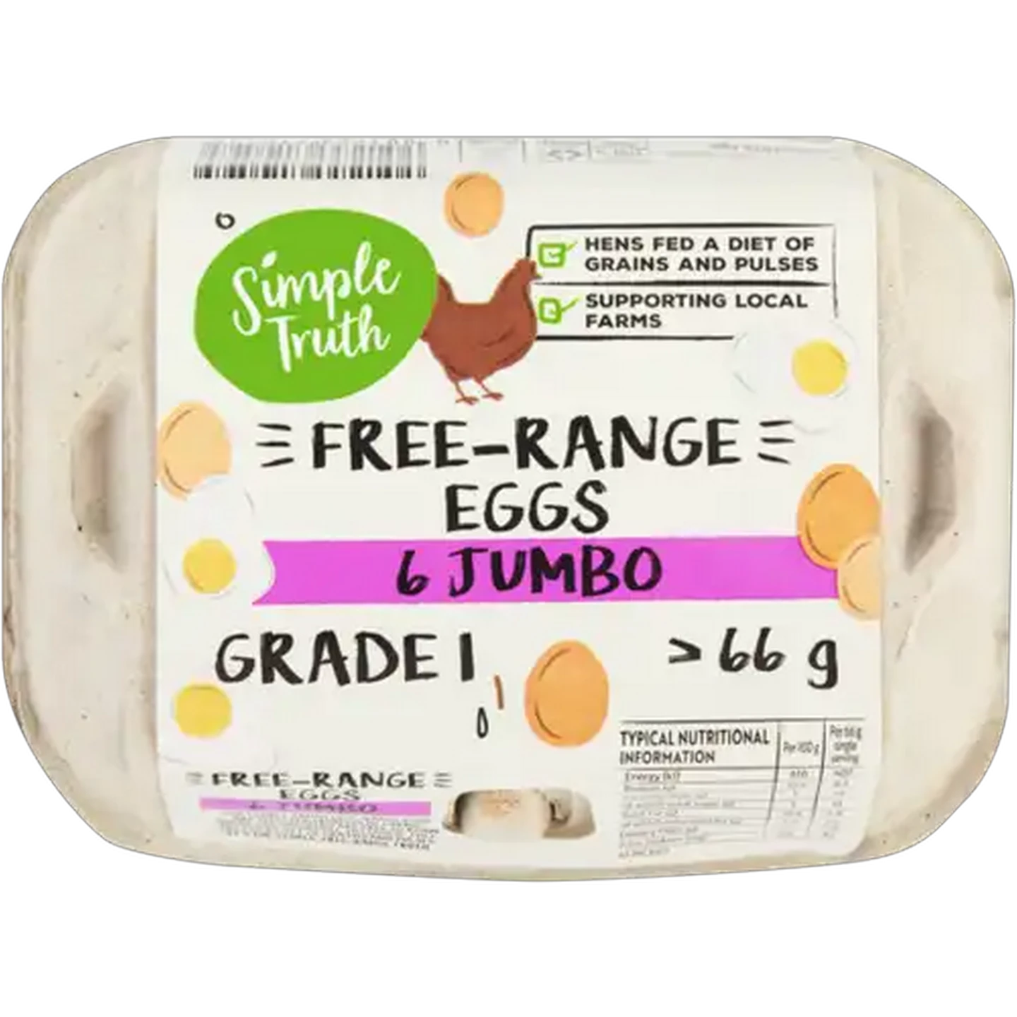 Image of Simple Truth Jumbo Free-Range Eggs 6 Pack