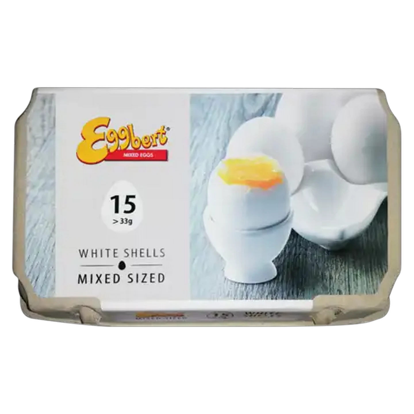 Image of Eggbert White Shell Mixed Sized Eggs 15 Pack