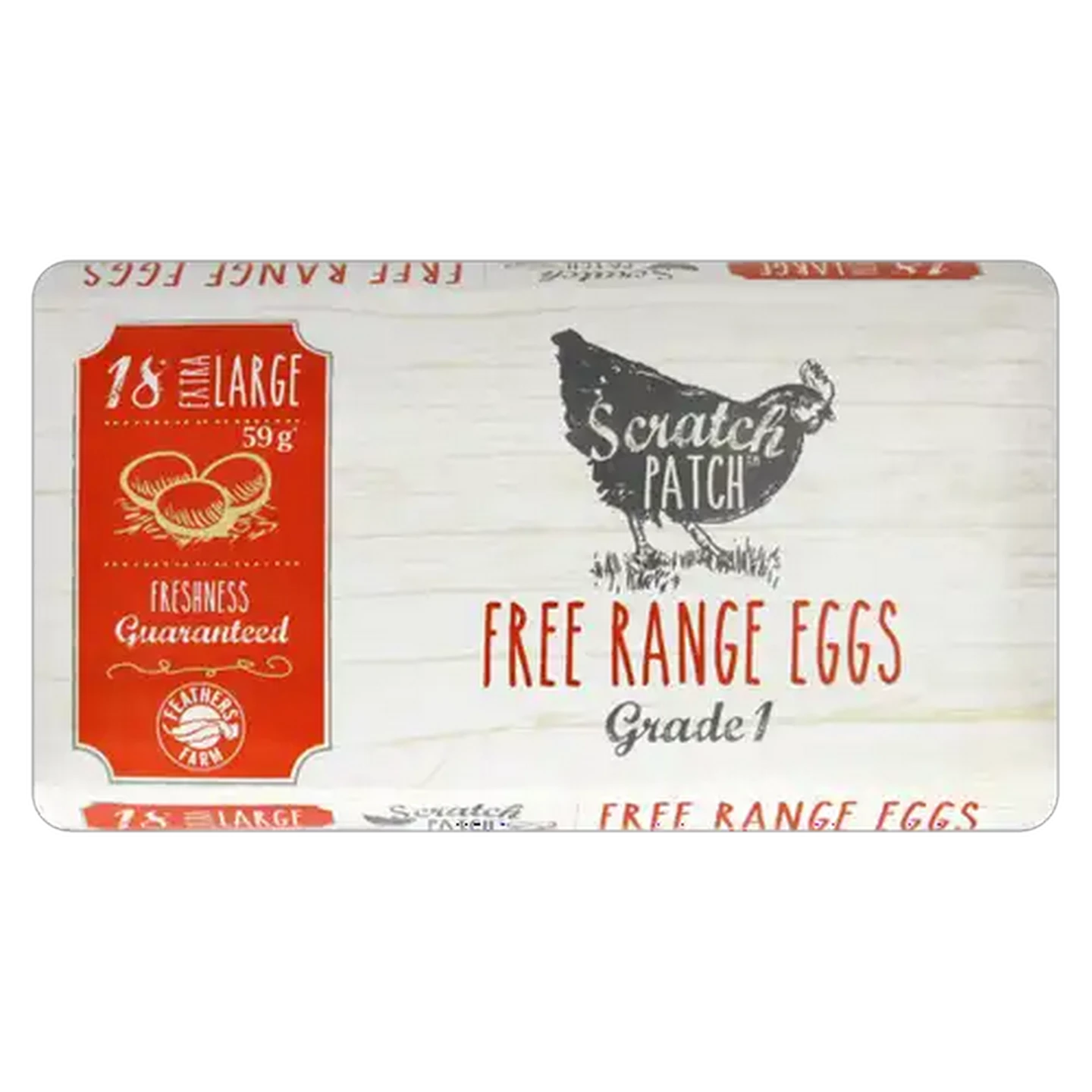 Image of Feathers Farm Scratch Patch Extra Large Free Range Eggs 18 Pack