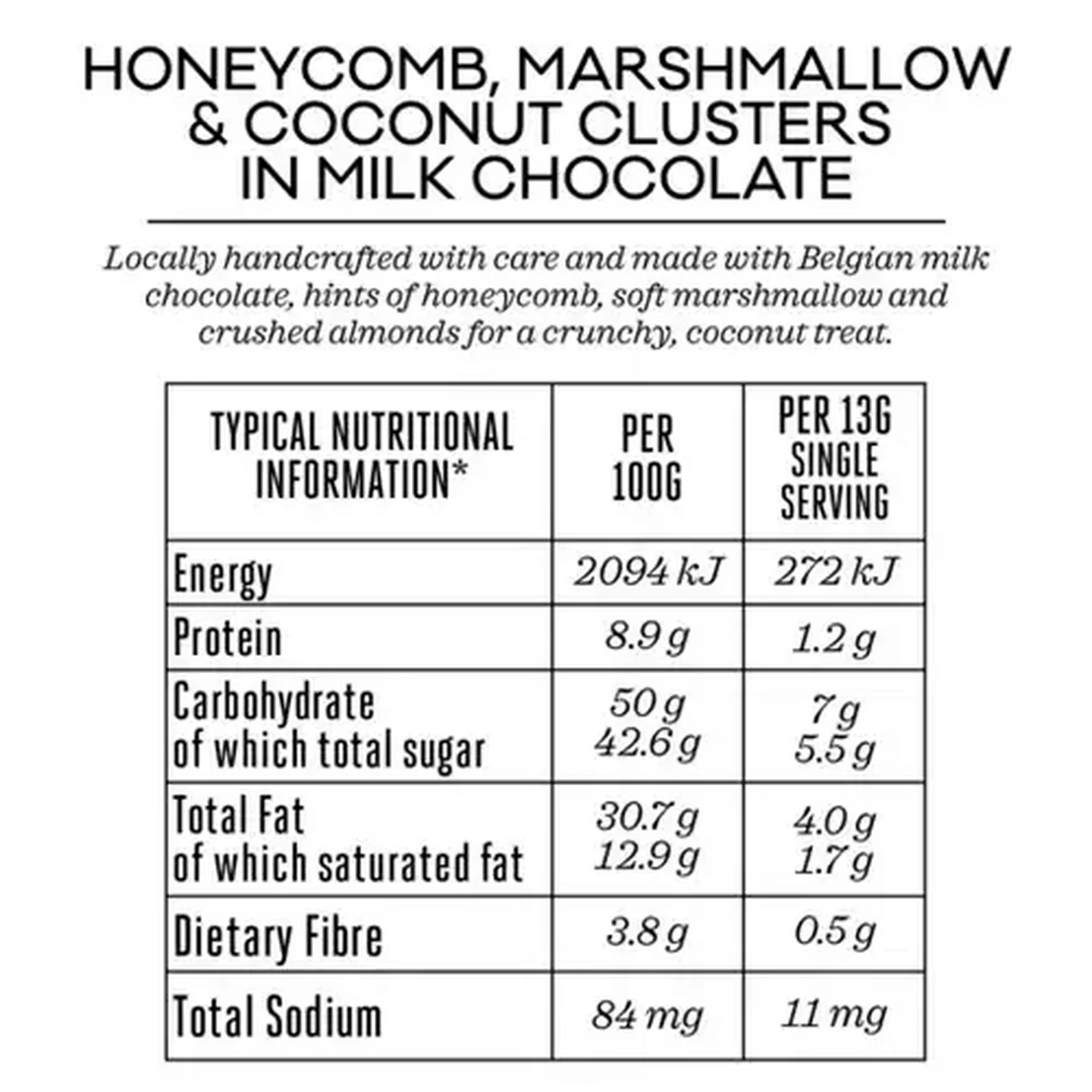 Image of Forage And Feast Honeycomb Marshmallow & Coconut Cluster In Milk Chocolate 130g