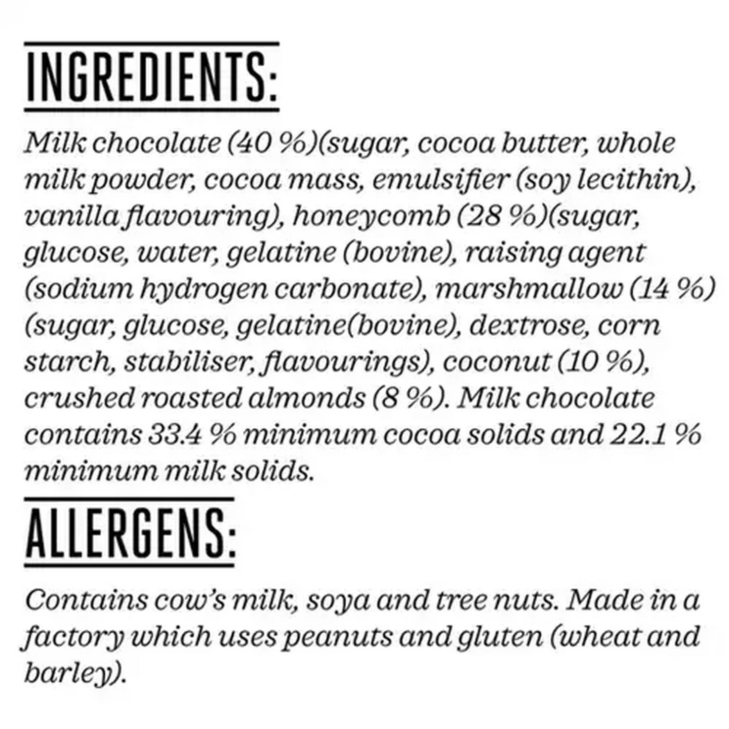 Image of Forage And Feast Honeycomb Marshmallow & Coconut Cluster In Milk Chocolate 130g