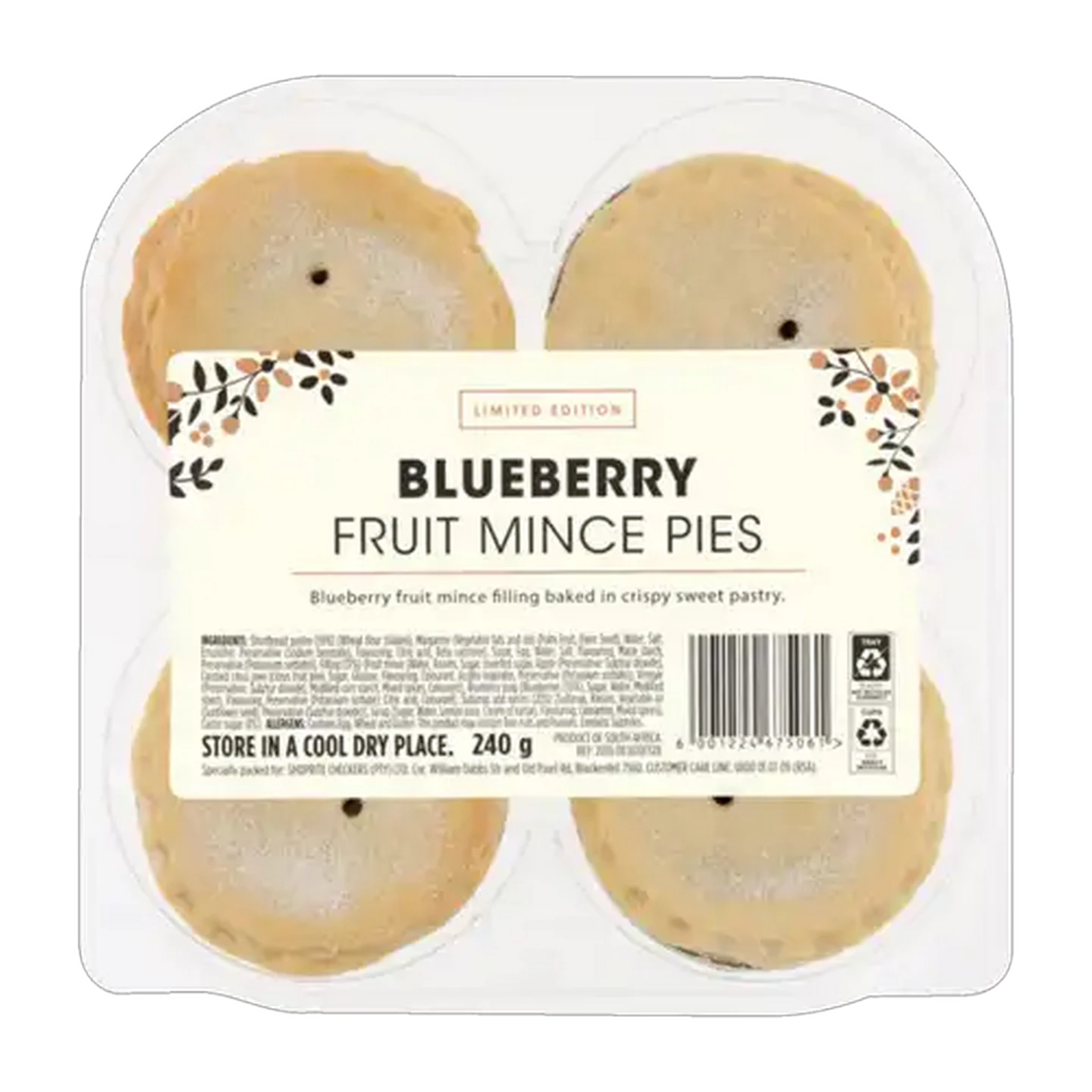 Image of Limited Edition Blueberry Fruit Mince Pies 4 Pack