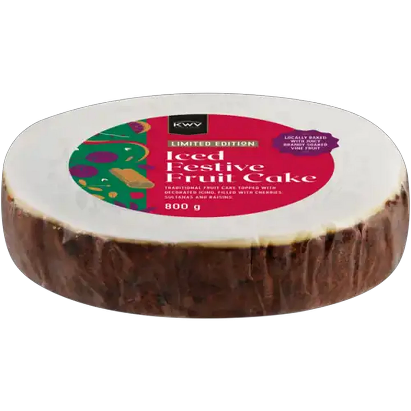 Image of Limited Edition KWV Iced Festive Fruit Cake 800g