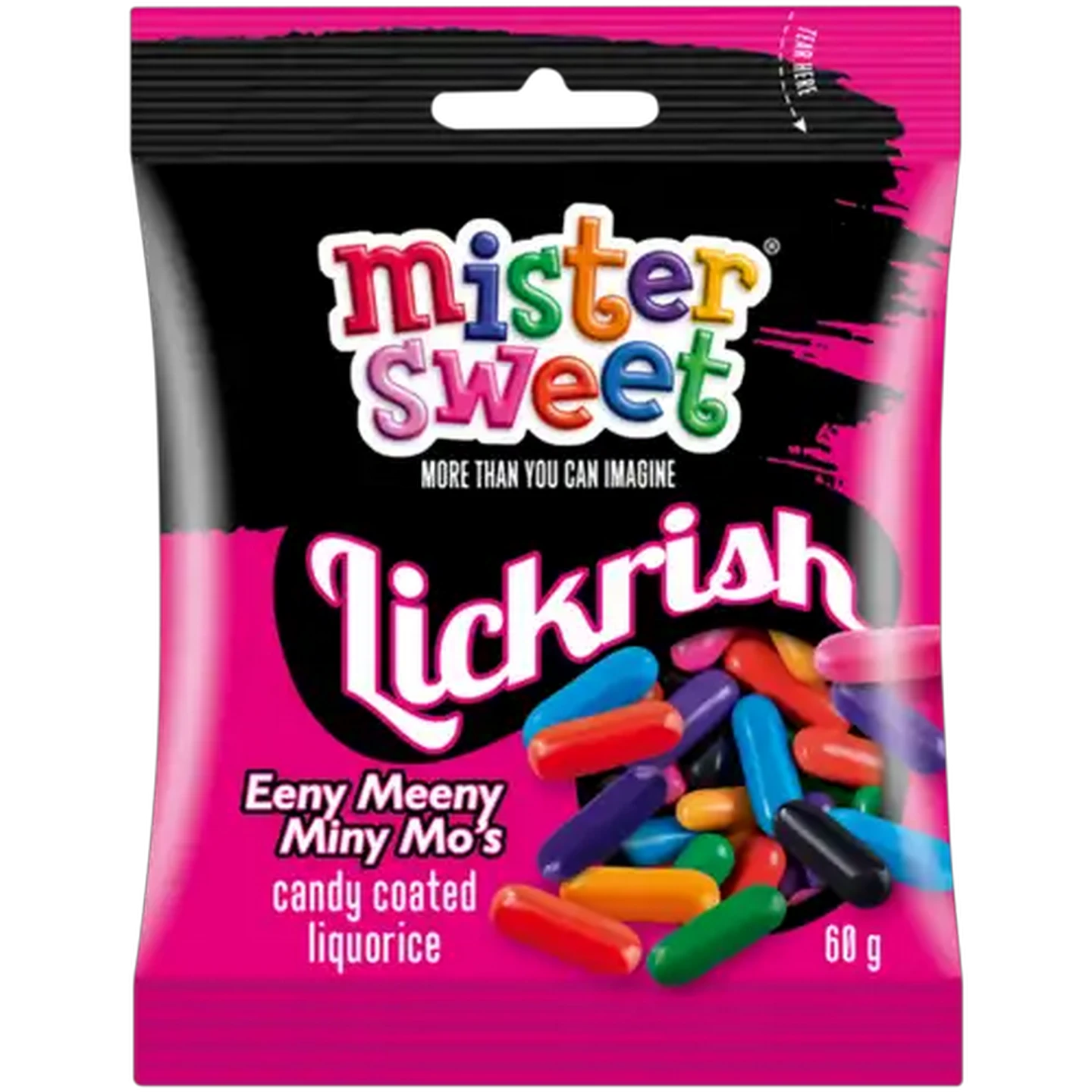 Image of Mister Sweet Lickrish Eeny Meeny Miny Mo's 60g