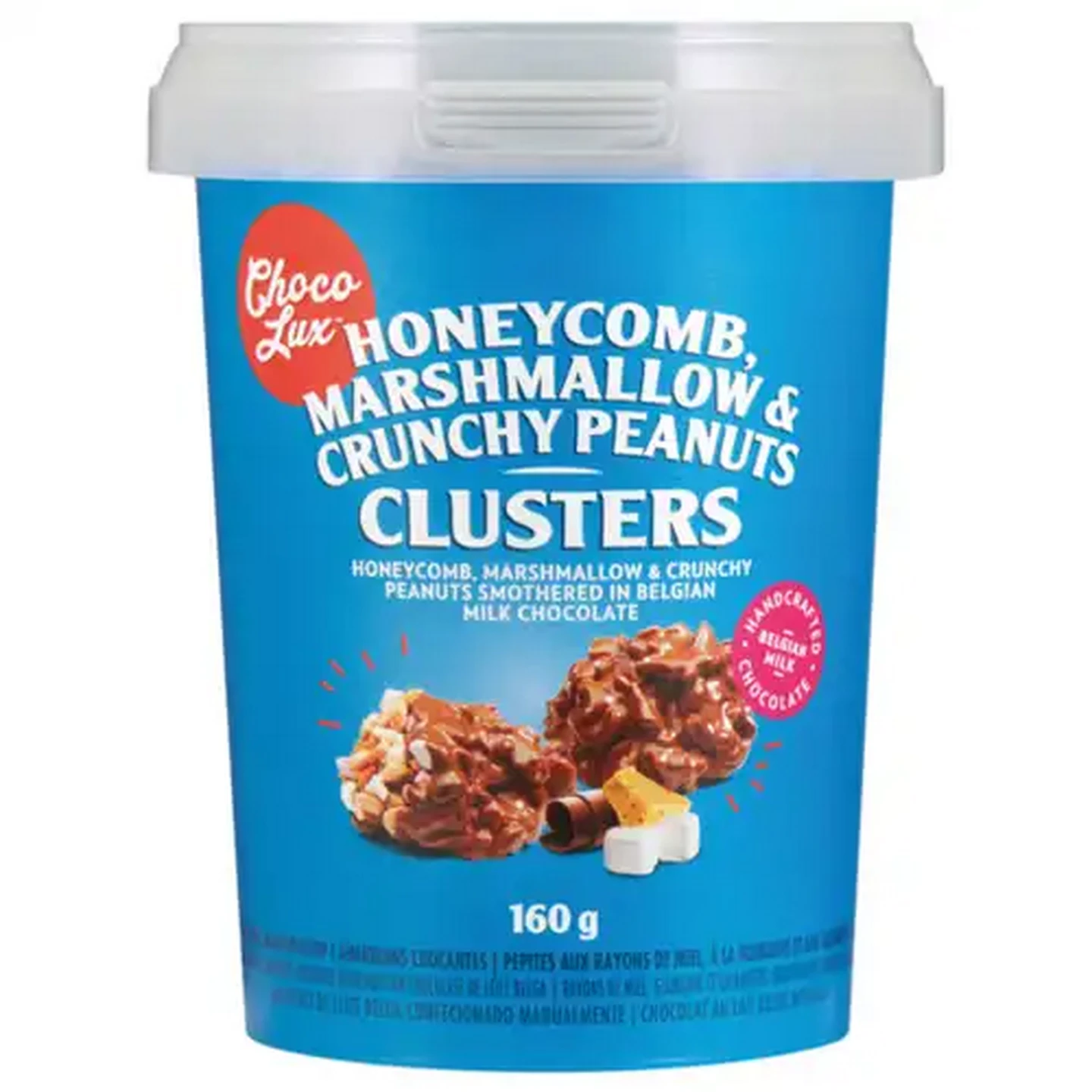 Image of Choco Lux Honeycomb, Marshmallow & Crunchy Peanuts Chocolate Clusters Tub 160g