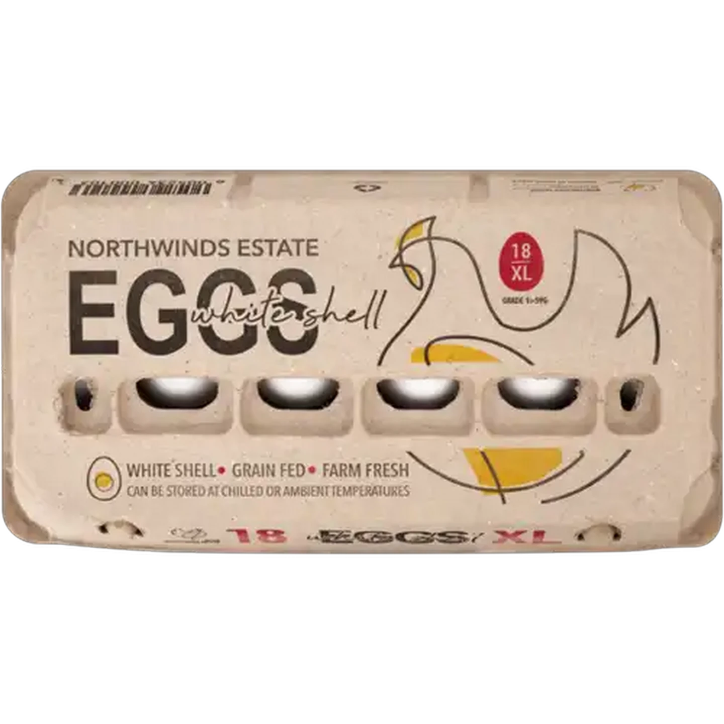 Image of Northwinds Estate X-Large White Shell Eggs 18 Pack