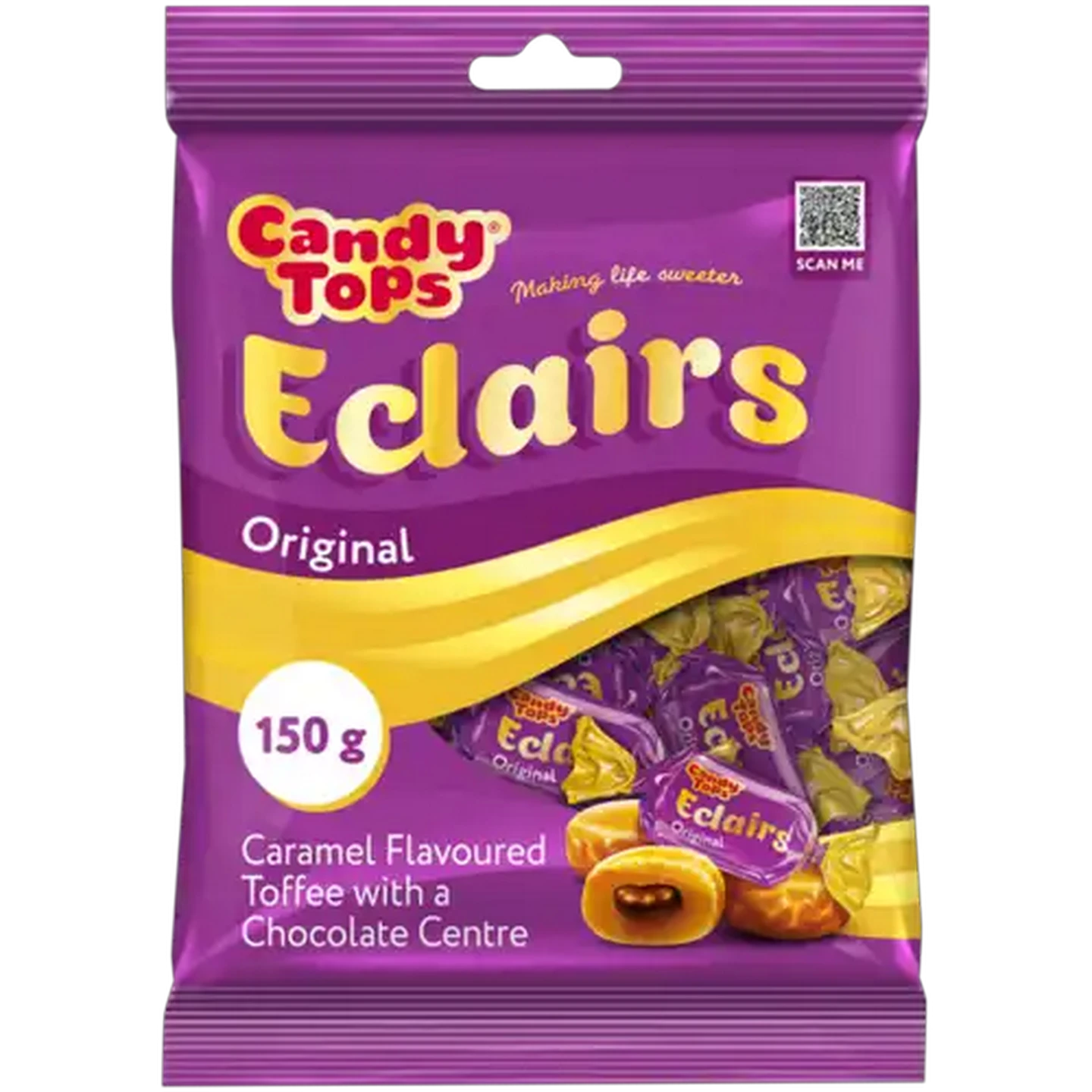 Image of Candy Tops Caramel Flavoured Chocolate-Centred Toffee Eclairs 150g