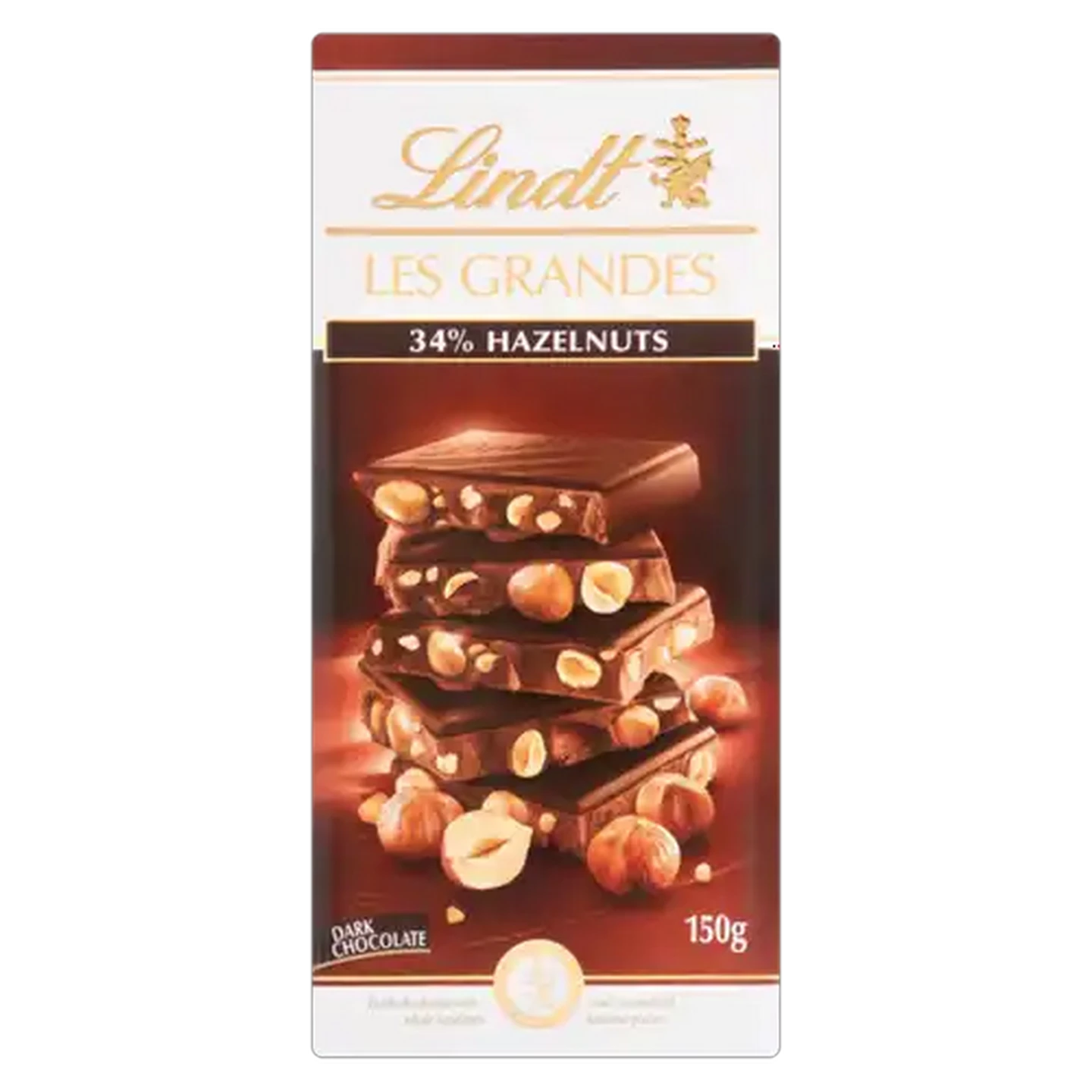 Image of Lindt Les Grandes 34% Hazelnut Dark Chocolate 150g