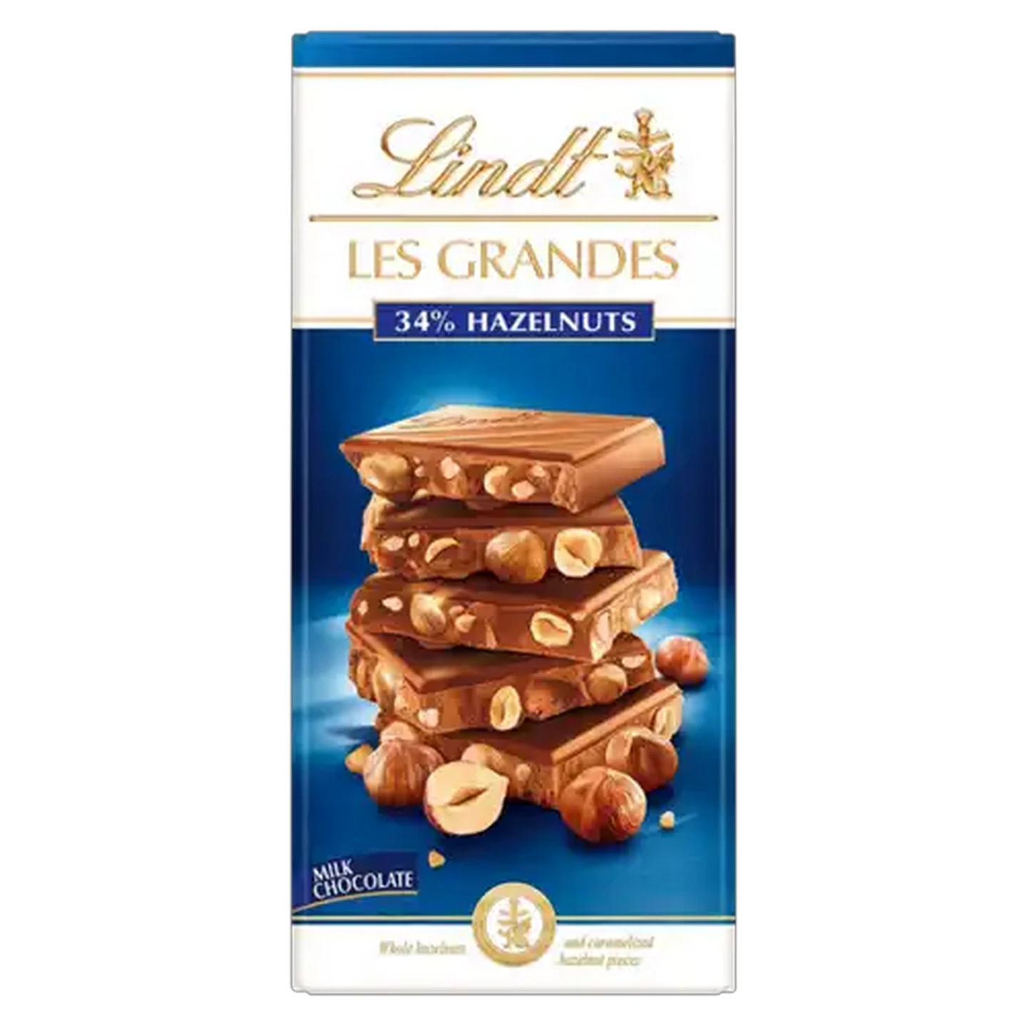 Image of Lindt Les Grandes 34% Hazelnuts Milk Chocolate Slab 150g