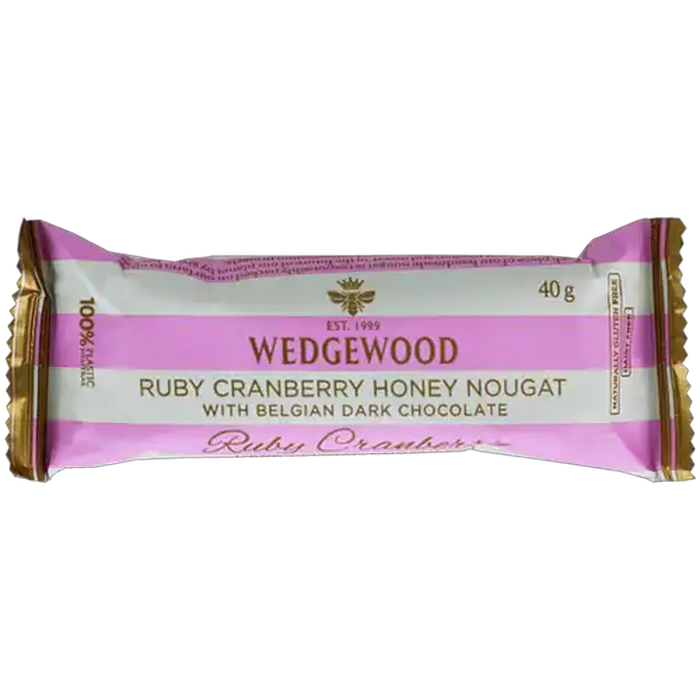 Image of Wedgewood Ruby Cranberry Honey Nougat with Belgian Dark Chocolate 40g