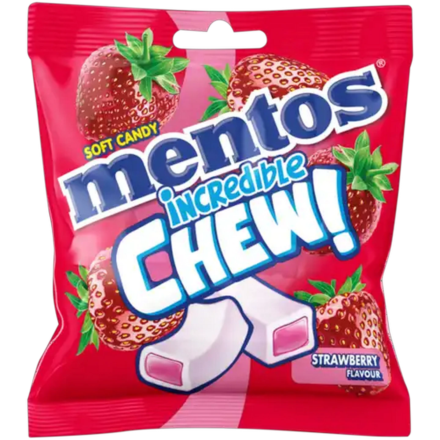 Image of Mentos Incredible Chew! Strawberry Flavour Soft Candy 72g