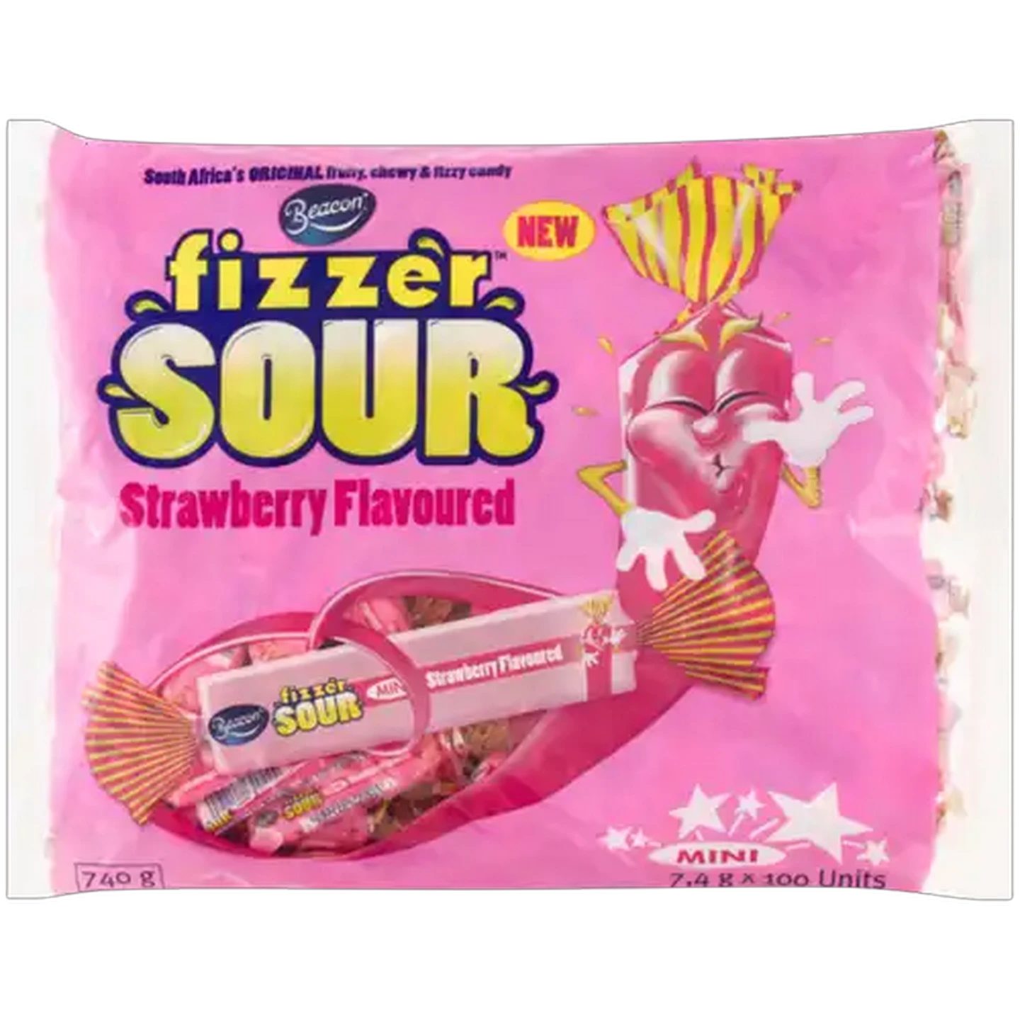 Image of Fizzer Mini Sour Strawberry Flavoured Sweets 100 x 7.4g