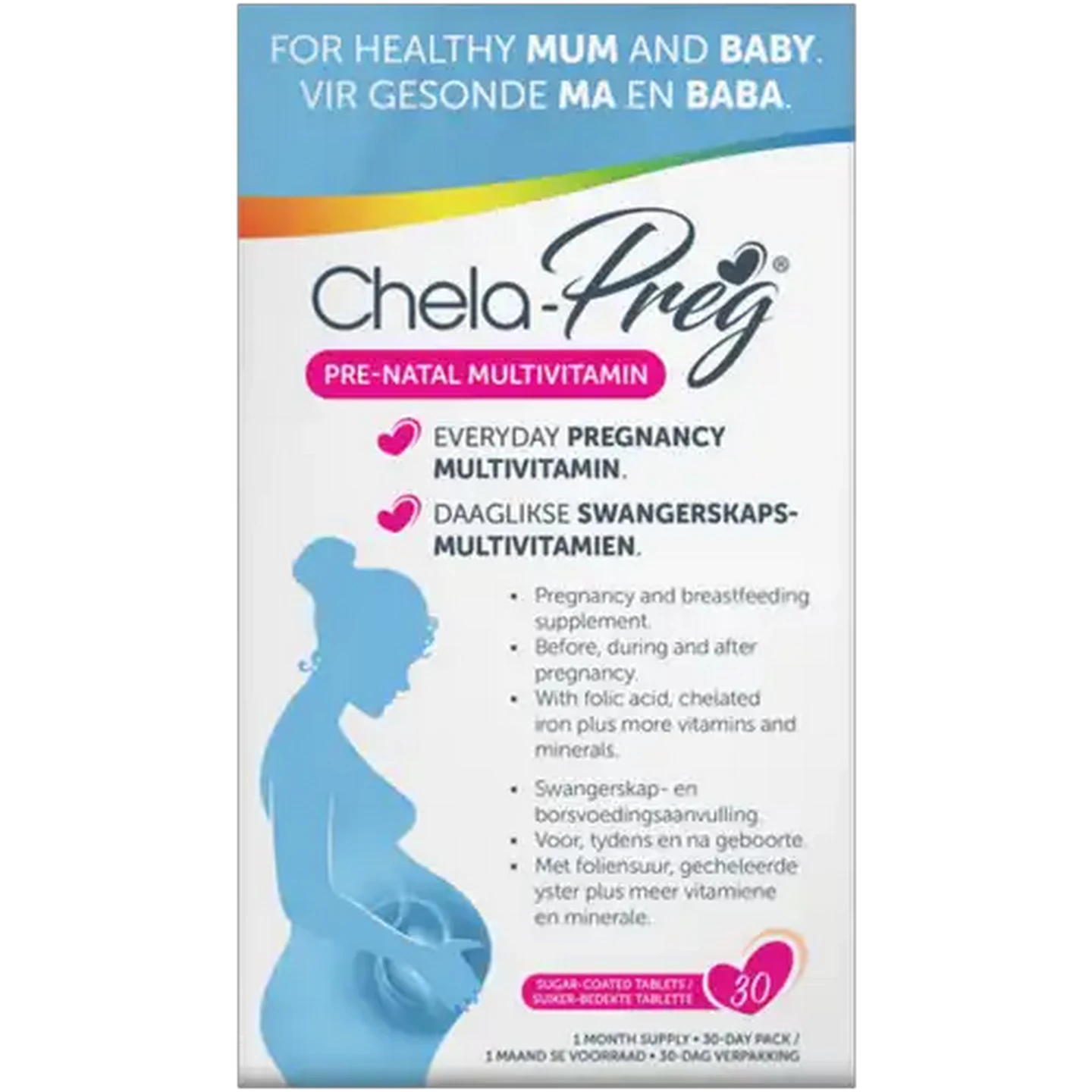 Image of Chela-Preg Pre-Natal Multivitamin Tablets 30 Pack