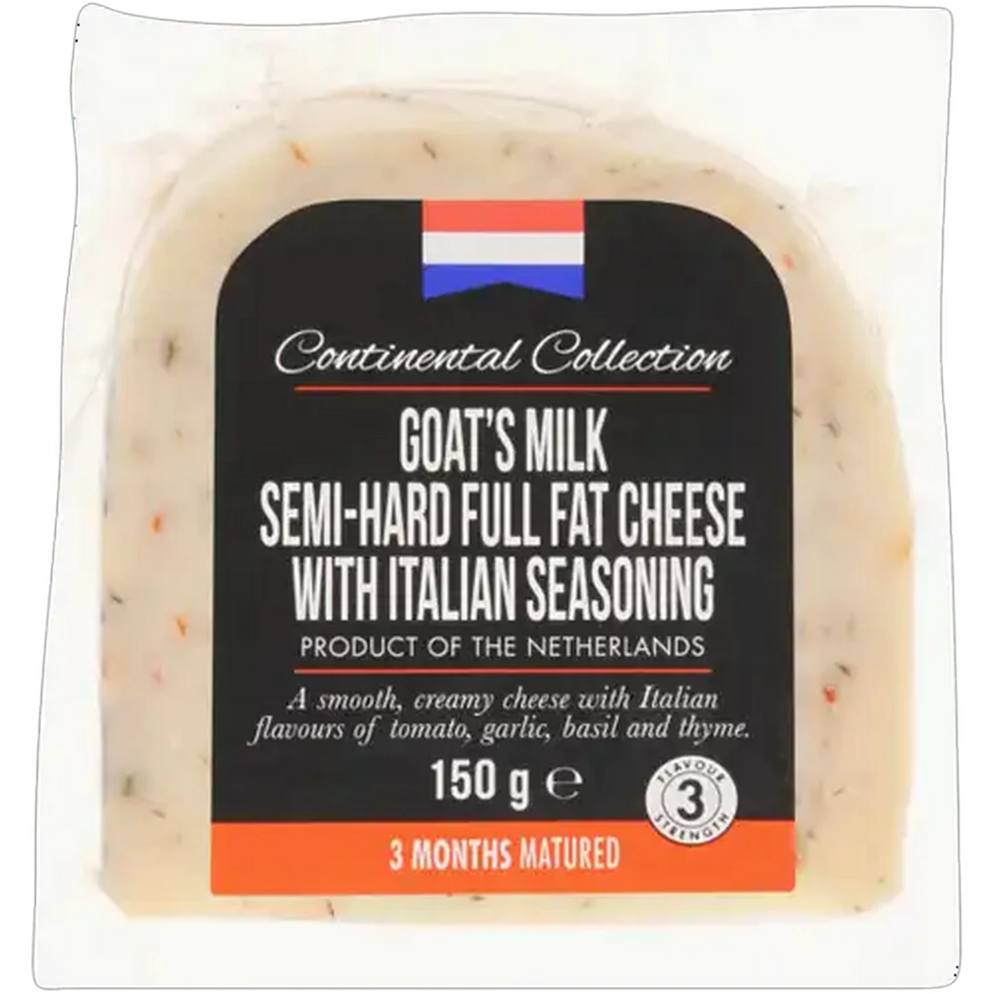 Image of Continental Collection Goats Milk Semi Hard Full Fat Cheese With Italian Seasoning 150g