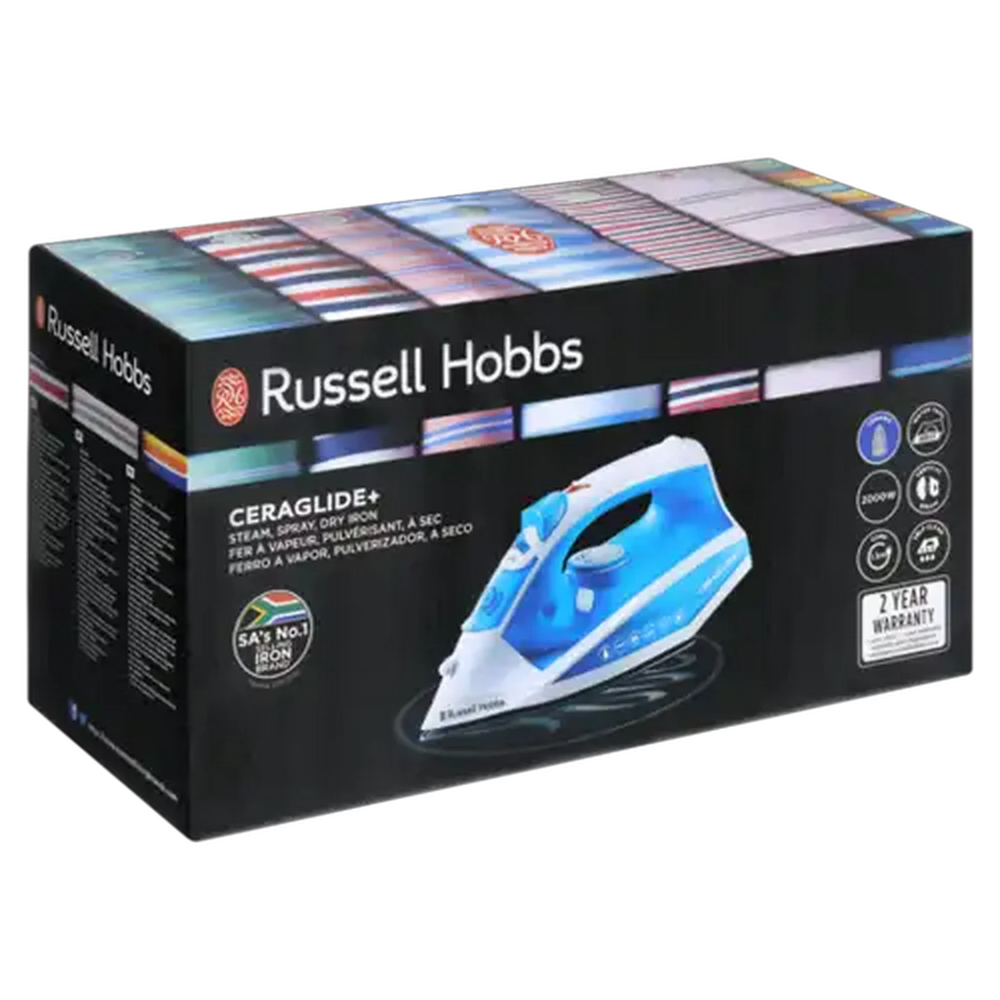 Image of Russell Hobbs Ceraglide+ Steam & Spray Iron Blue 2000W
