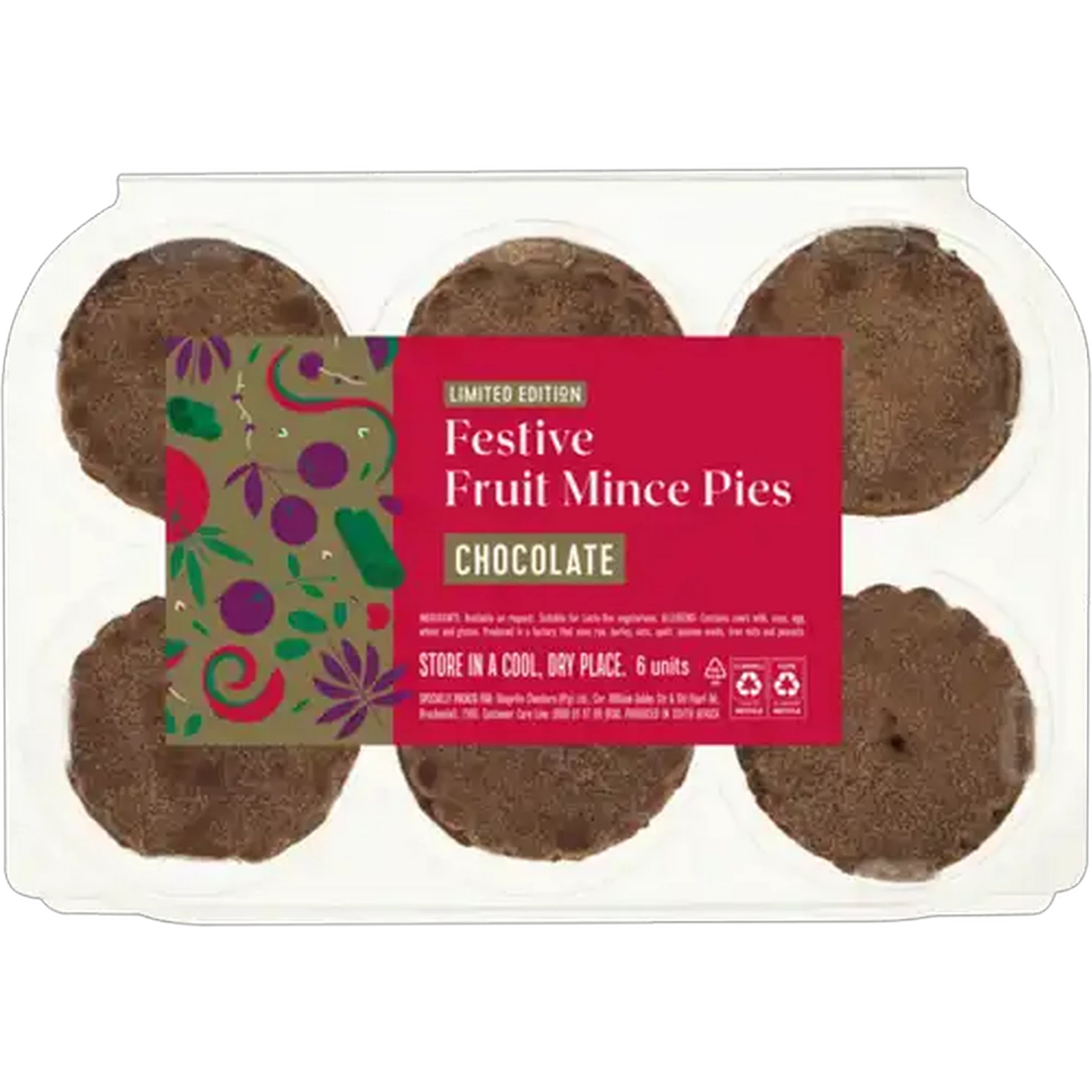 Image of Limited Edition Chocolate Festive Fruit Mince Pies 6 Pack