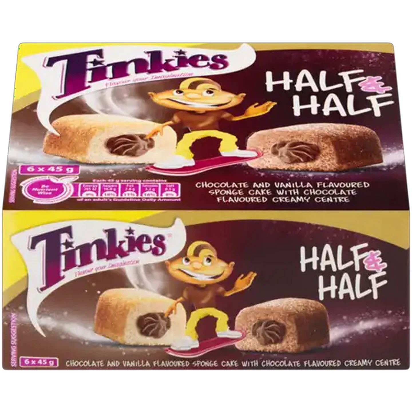 Image of Tinkies Half & Half Chocolate & Vanilla Flavoured Sponge Cakes 6 x 45g