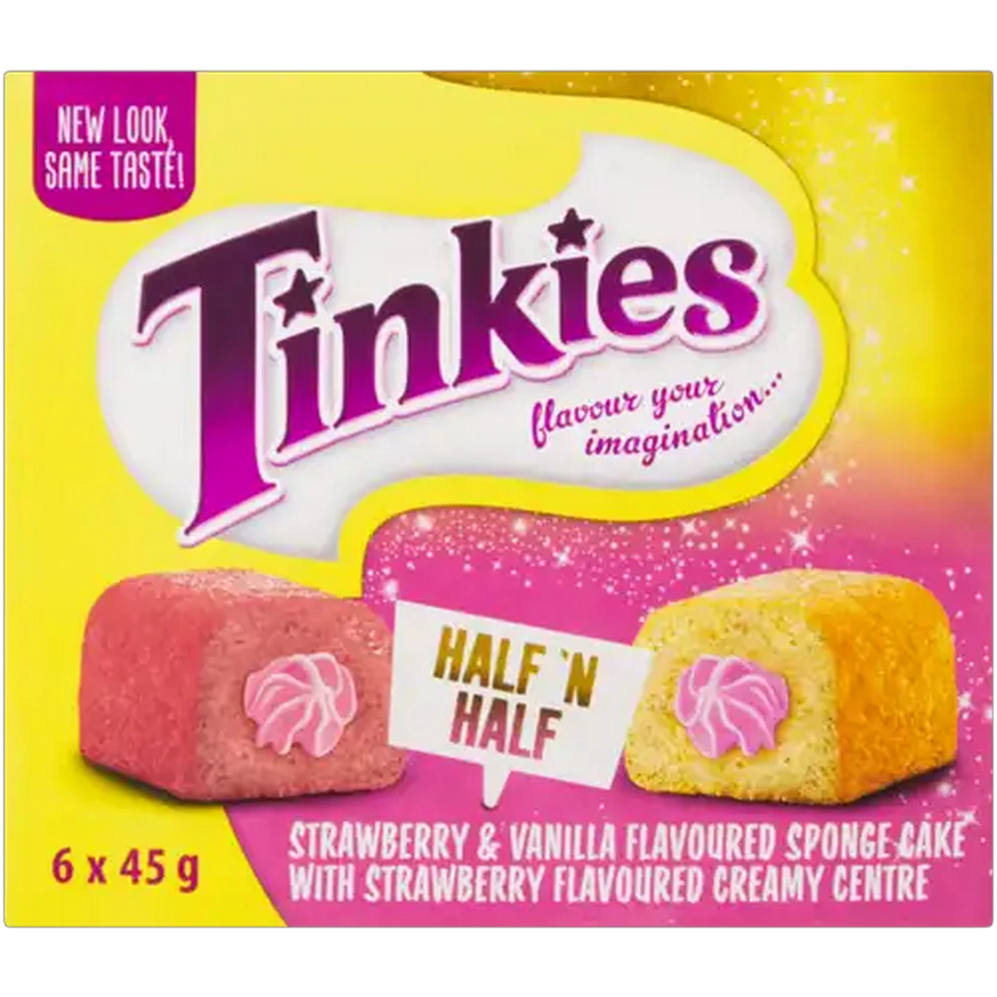 Image of Tinkies Half & Half Strawberry & Vanilla Flavoured Sponge Cakes 6 x 45g