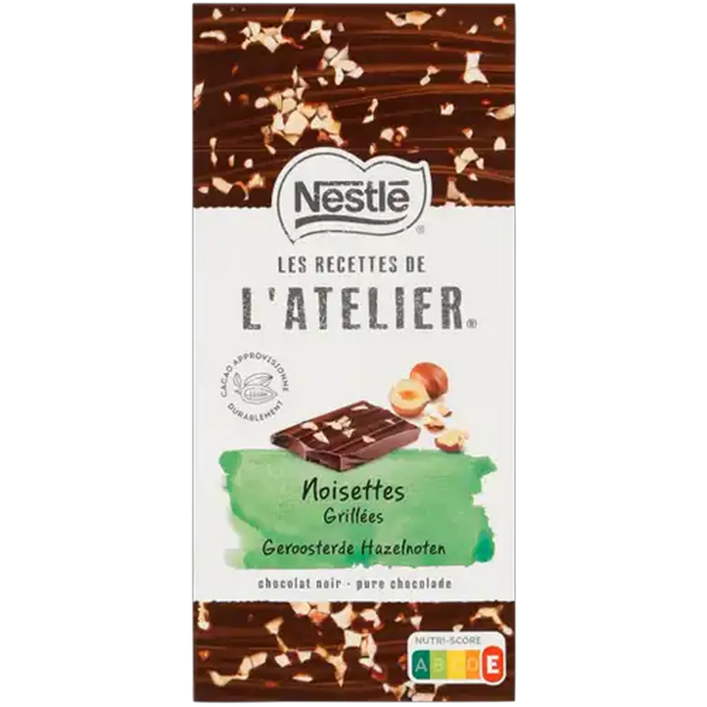 Image of Nestlé L'Atelier Hazelnut Flavoured Dark Chocolate Slab 115g