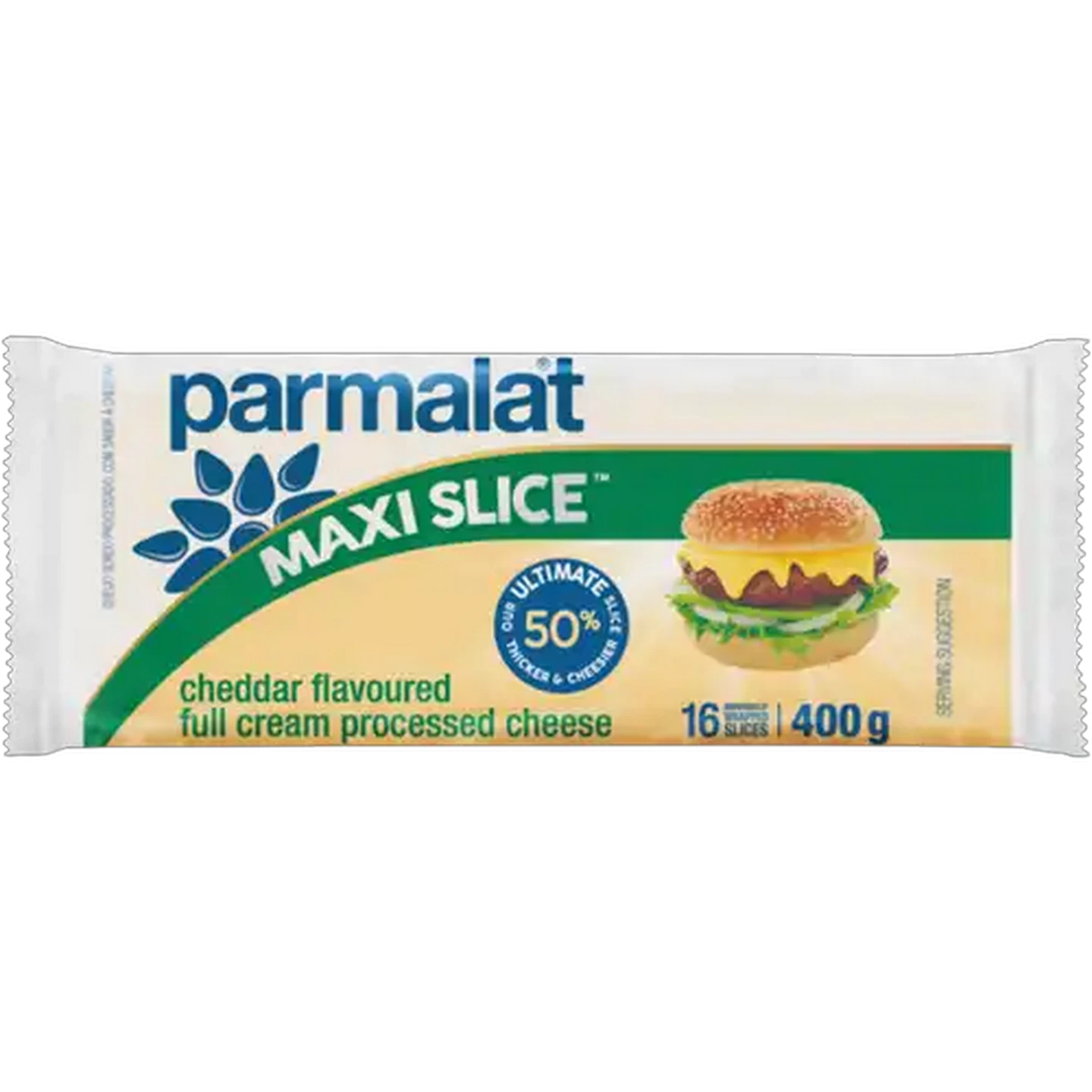 Image of Parmalat Maxi Slice Cheddar Flavoured Full Cream Processed Cheese Slices 16 x 25g