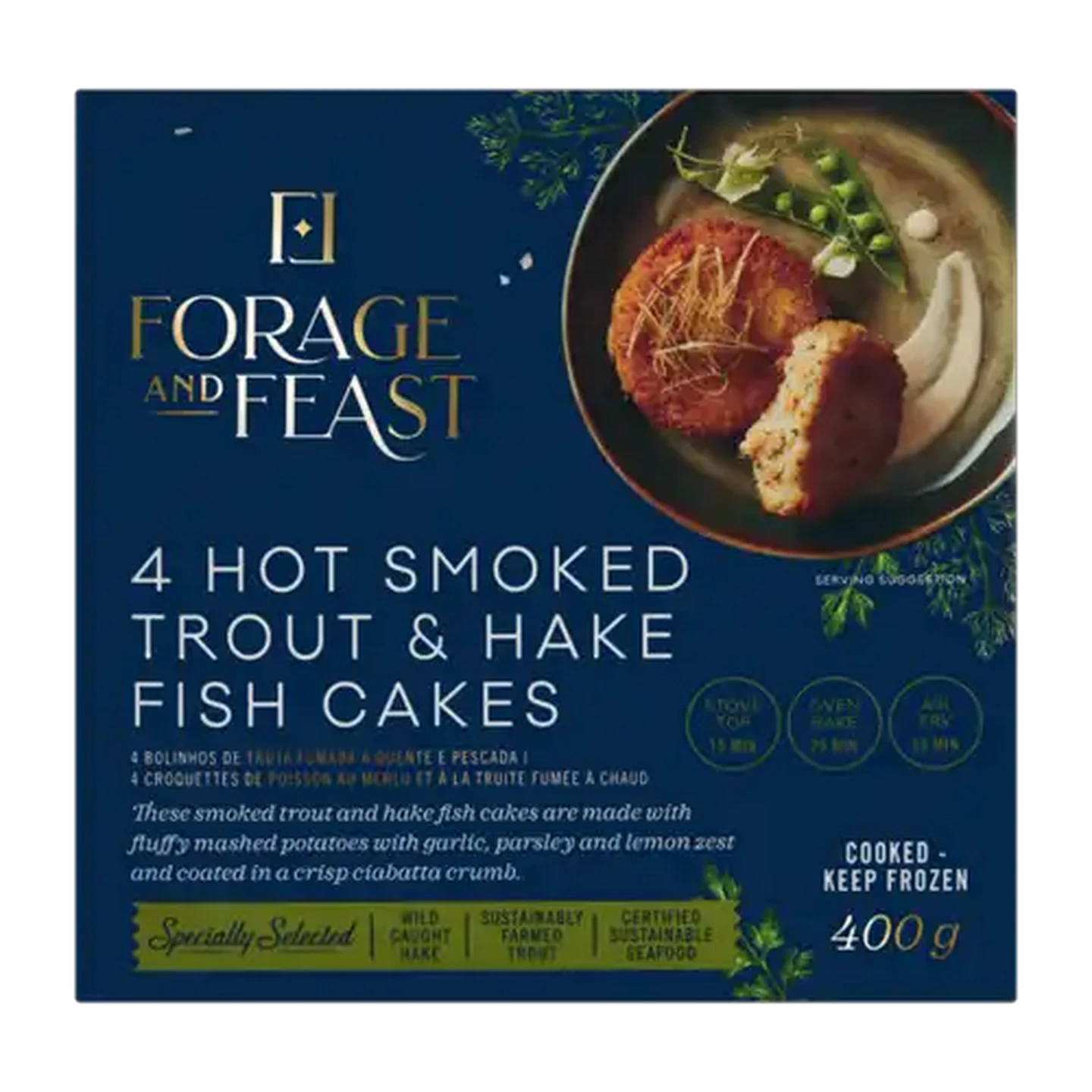 Image of Forage And Feast Frozen Hot Smoked Trout & Hake Fish Cakes 4 x 100g