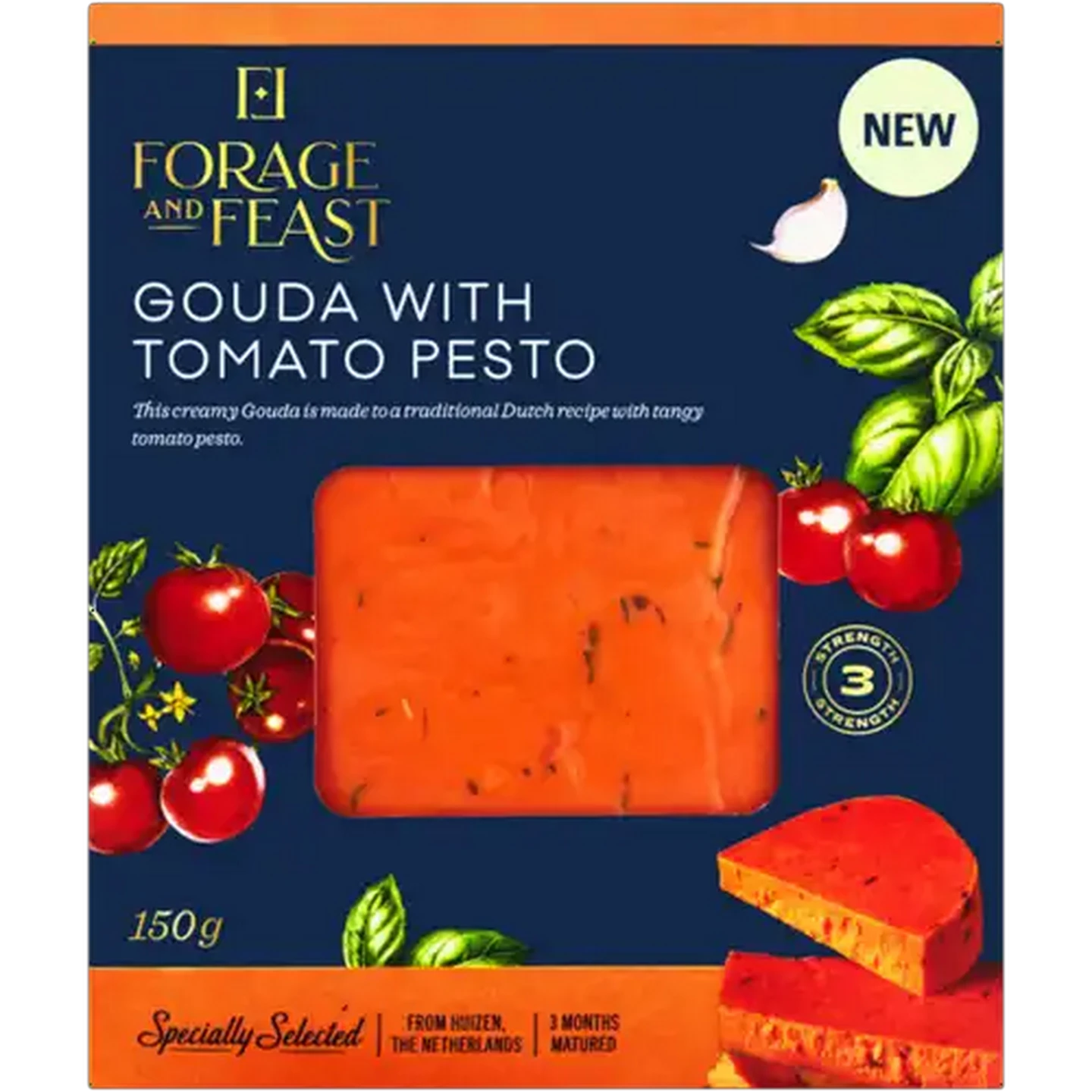 Image of Forage And Feast Tomato Pesto Flavoured Gouda Cheese 150g