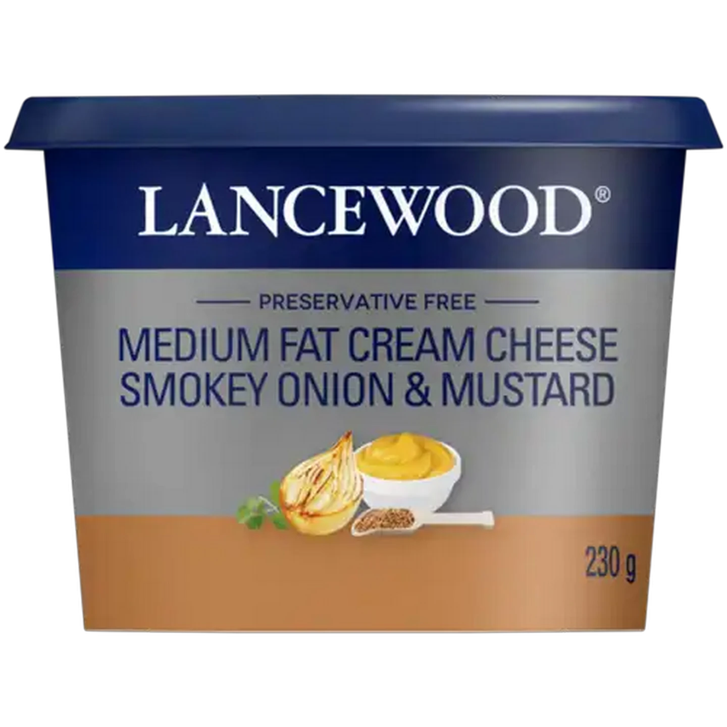 Image of LANCEWOOD Smokey Onion & Mustard Medium Fat Cream Cheese 230g