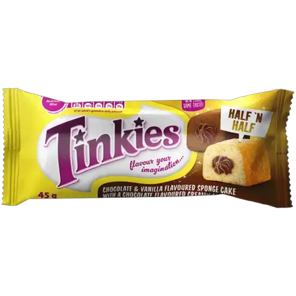 Tinkies Half & Half Chocolate & Vanilla Flavoured Sponge Cake 45g
