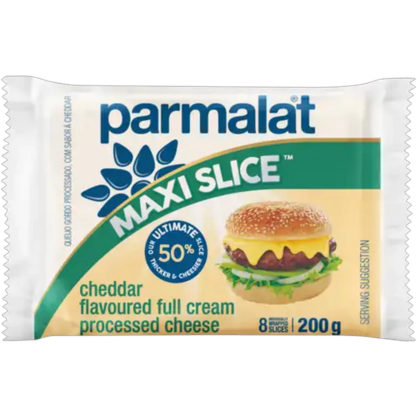 Image of Parmalat Maxi Slice Cheddar Flavoured Full Cream Processed Cheese Slices 200g