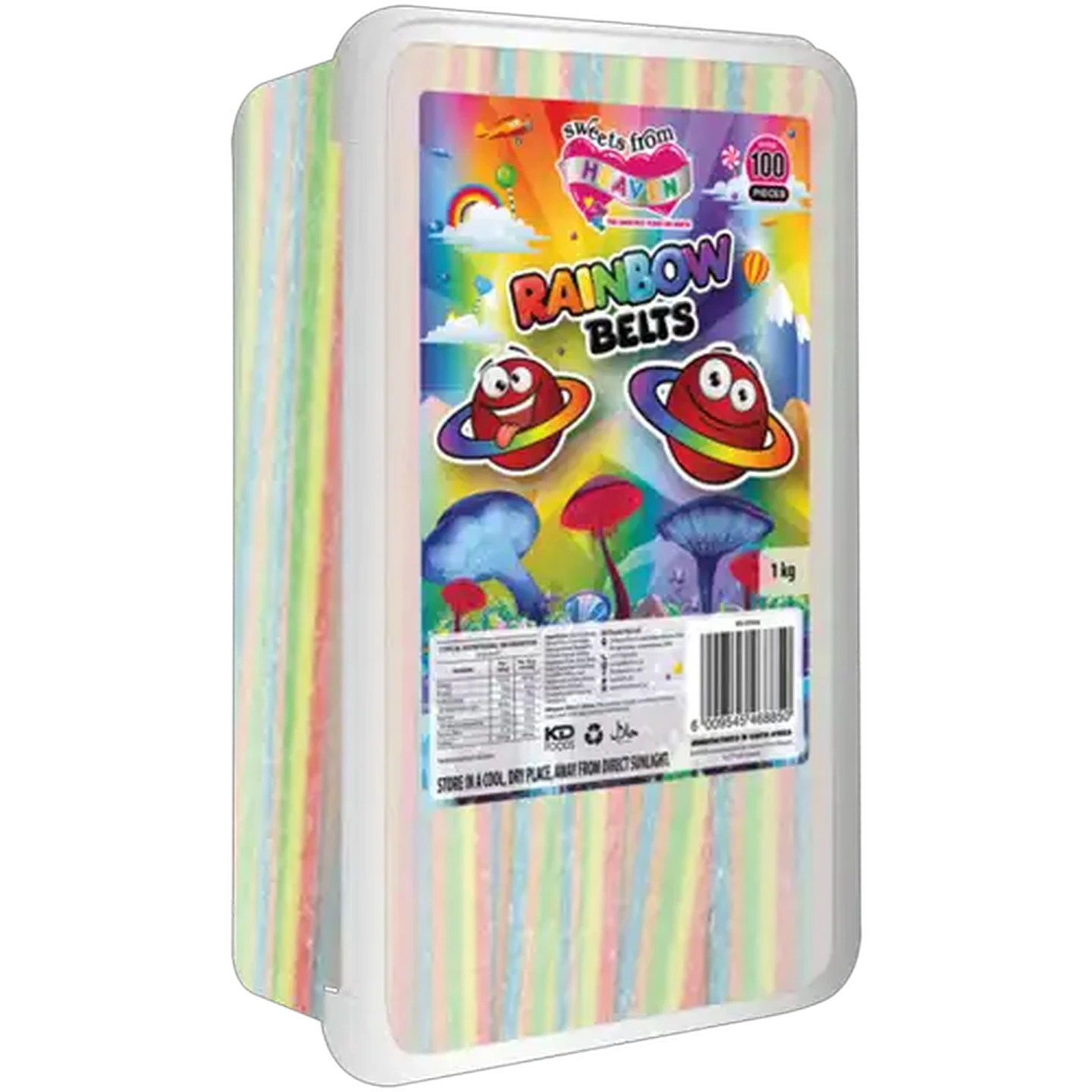 Image of Sweets From Heaven Rainbow Belts Tub 800g
