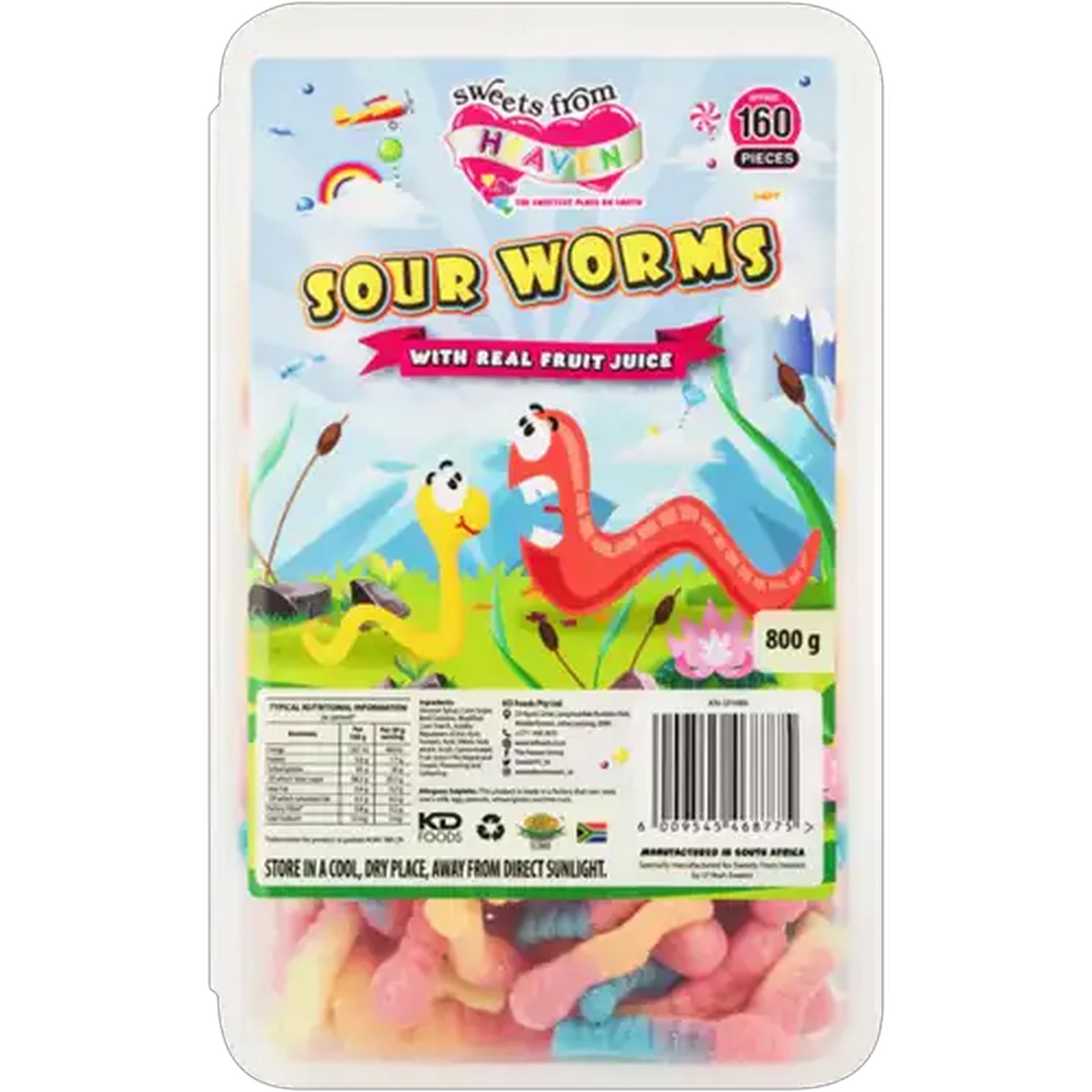 Image of Sweets From Heaven Sour Worms Tub 800g