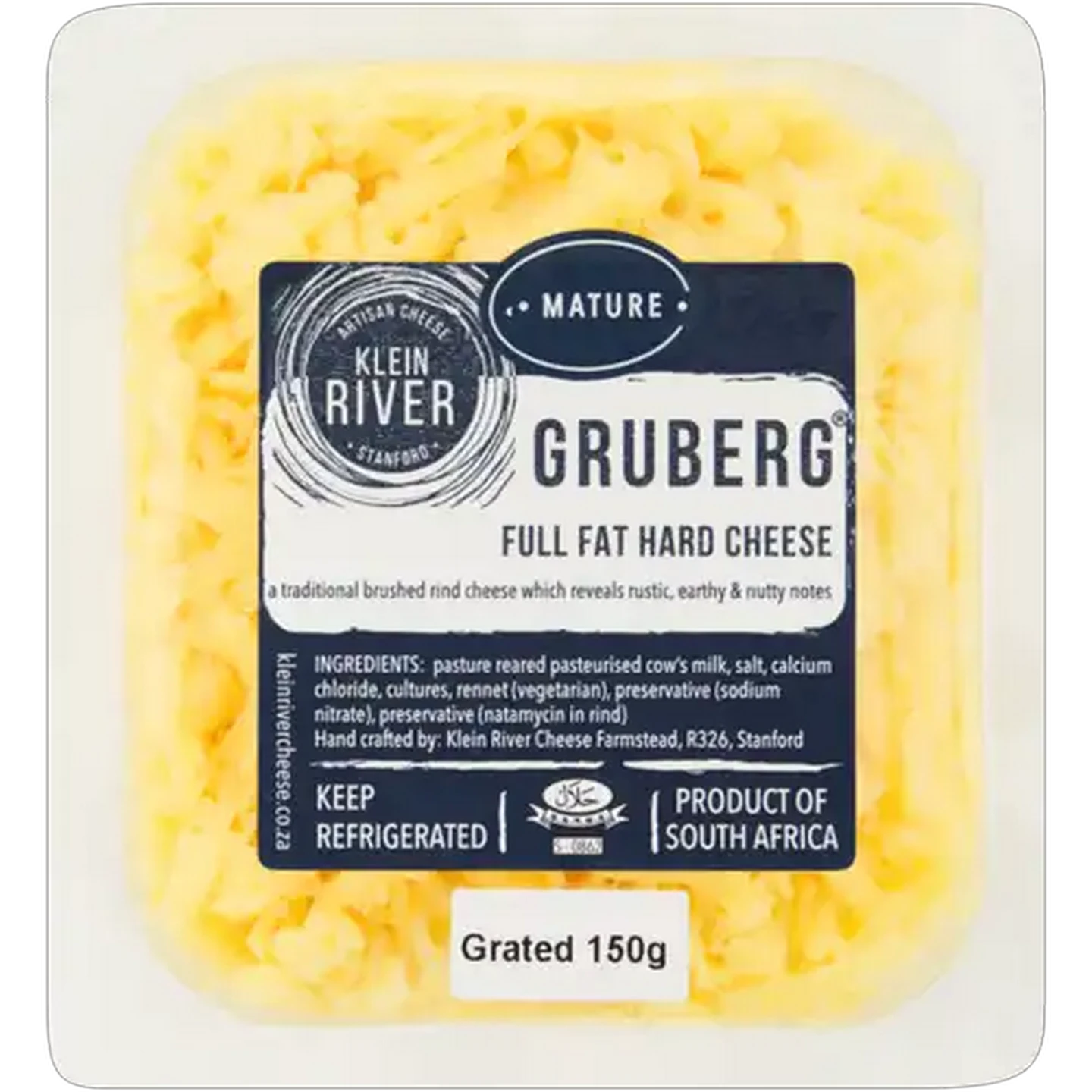 Image of Klein River Grated Mature Gruberg Cheese 150g