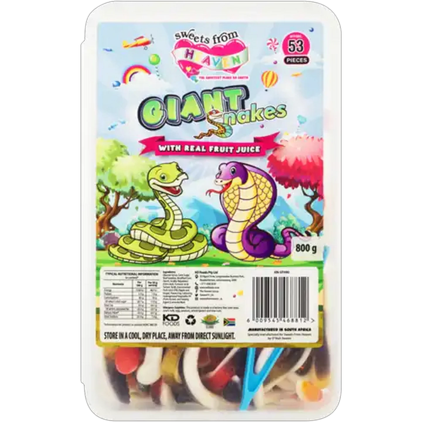 Image of Sweets From Heaven Giant Snakes Tub 800g