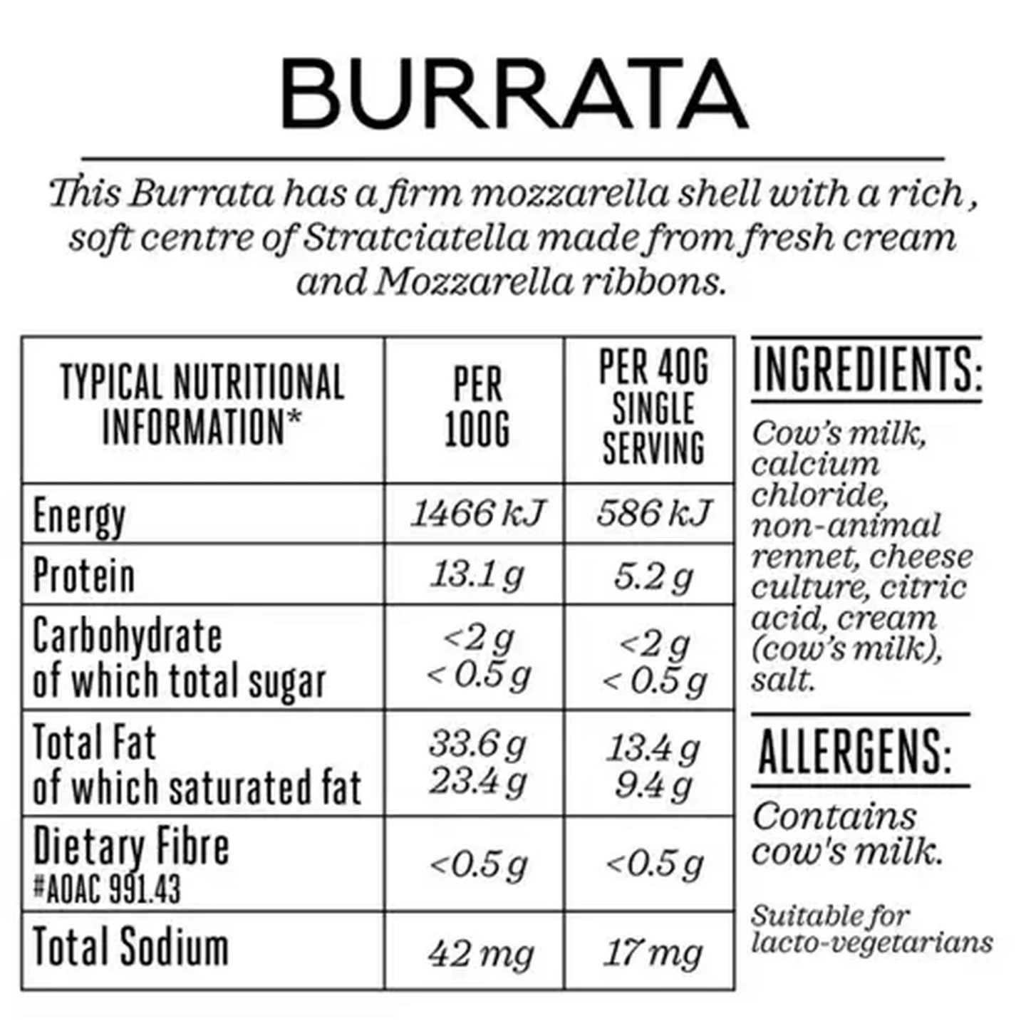 Image of Forage And Feast Burrata Cheese Tub 120g