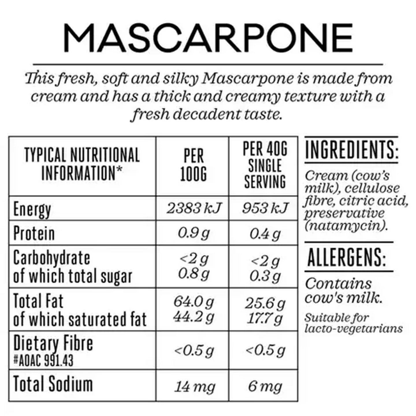 Image of Forage And Feast Mascarpone Cheese 230g