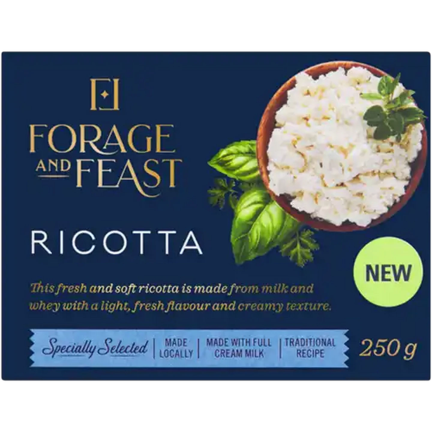 Image of Forage And Feast Ricotta Soft Cheese Tub 250g