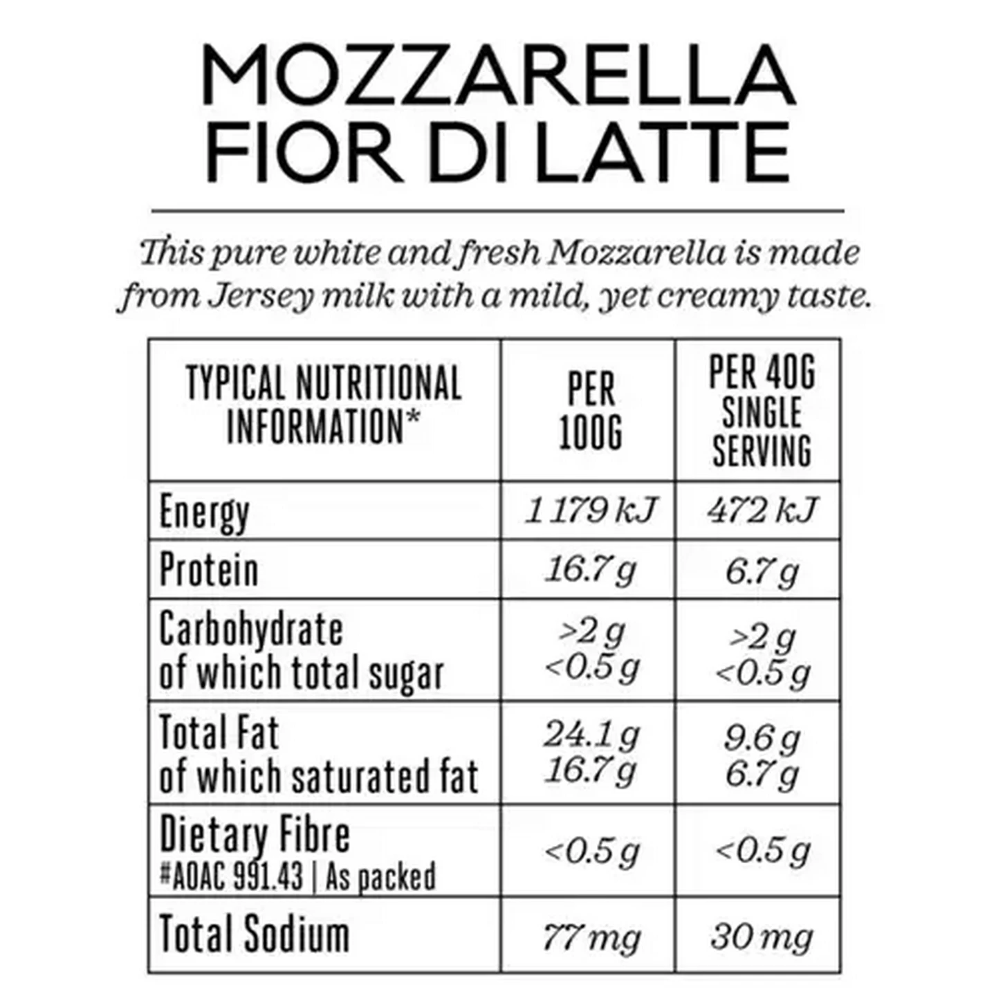 Image of Forage And Feast Mozzarella Fior Di Latte Tub 118g
