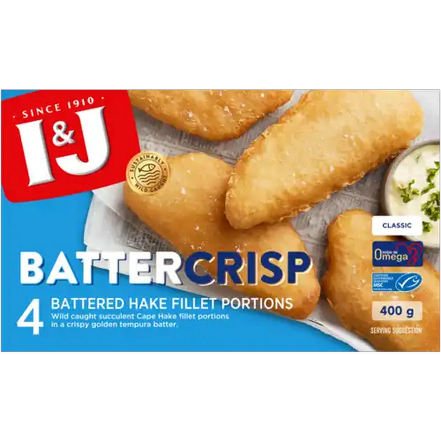 Image of I&J Batter Crisp Classic Frozen Hake Fillet Portions 400g