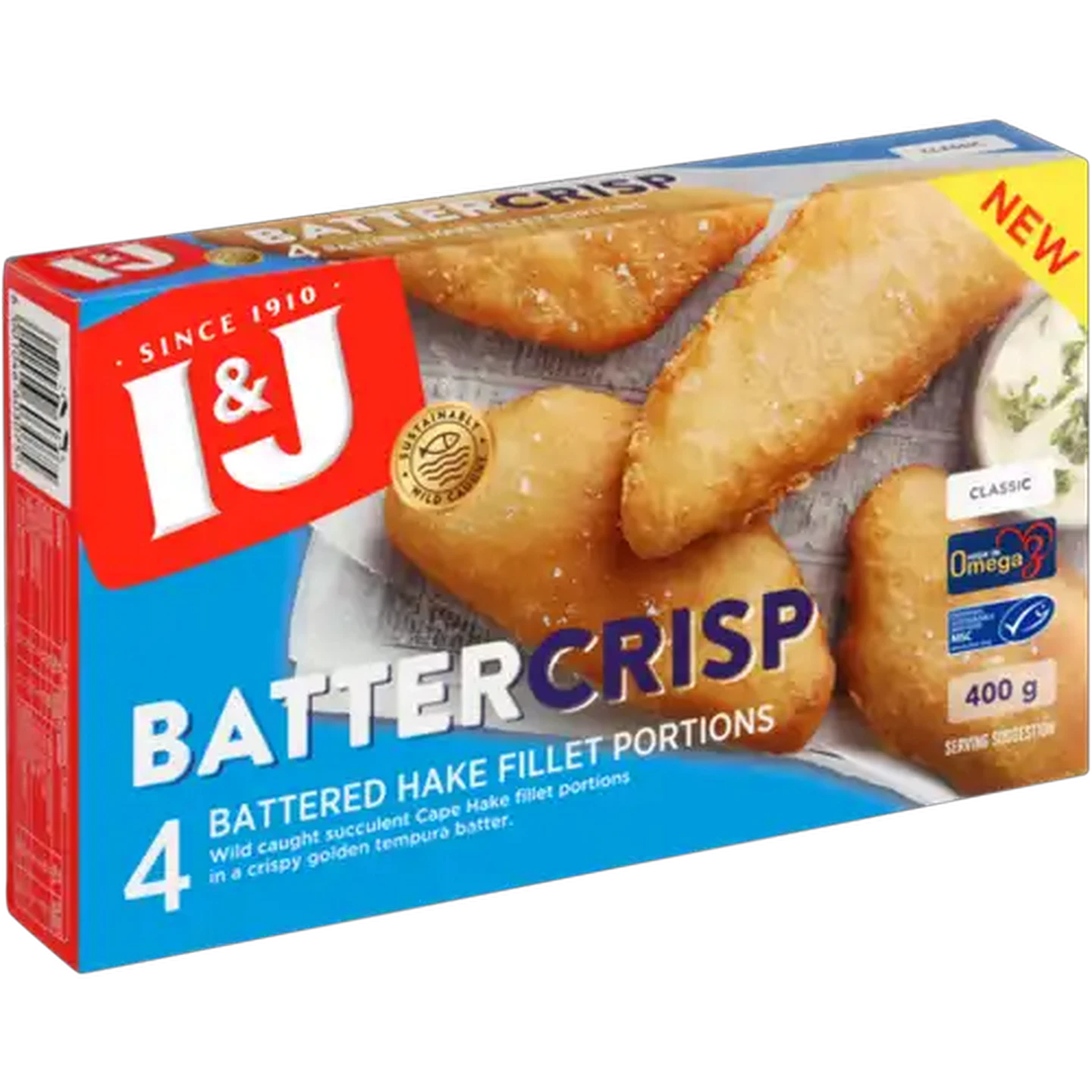 Image of I&J Batter Crisp Classic Frozen Hake Fillet Portions 400g